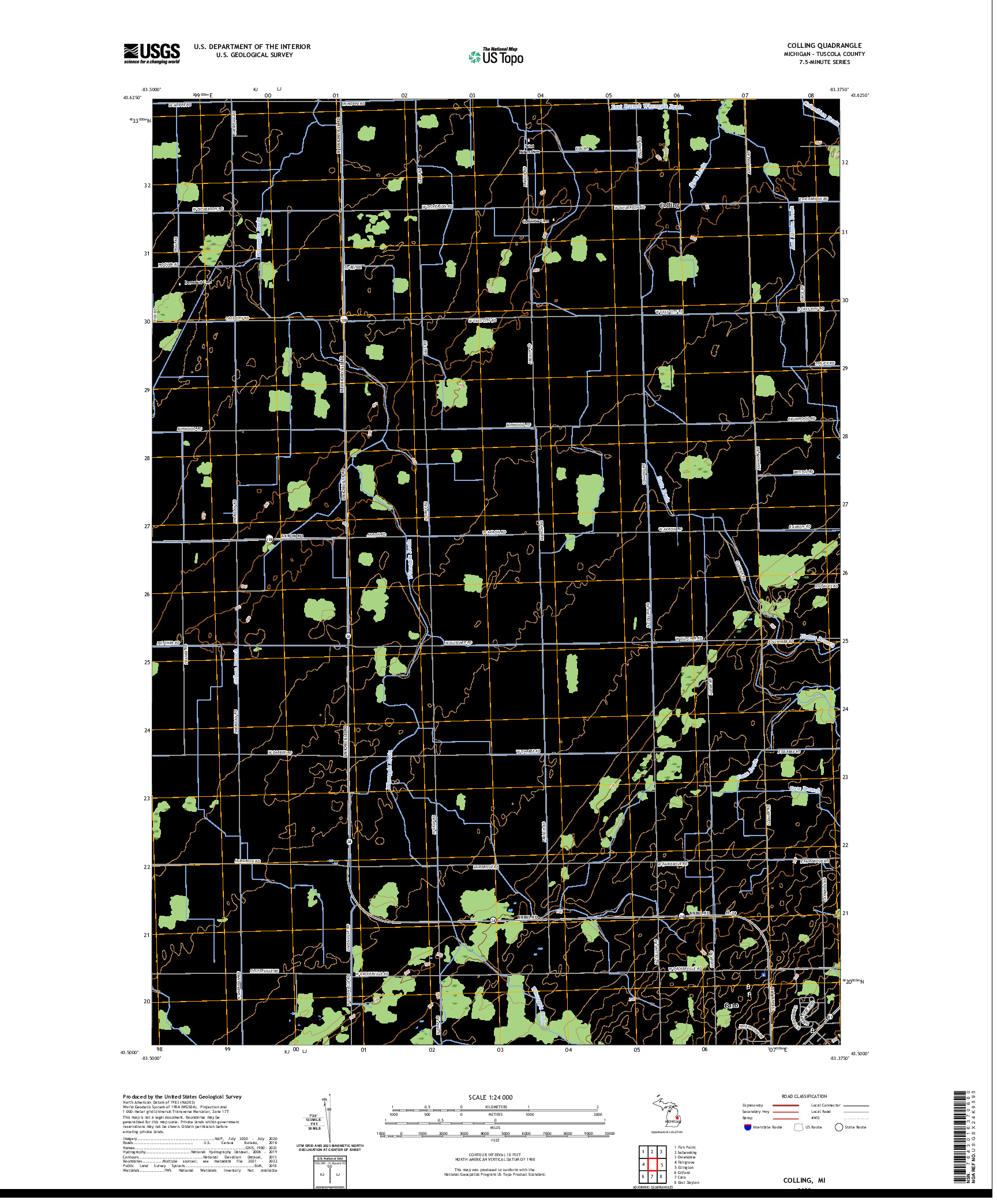 US TOPO 7.5-MINUTE MAP FOR COLLING, MI