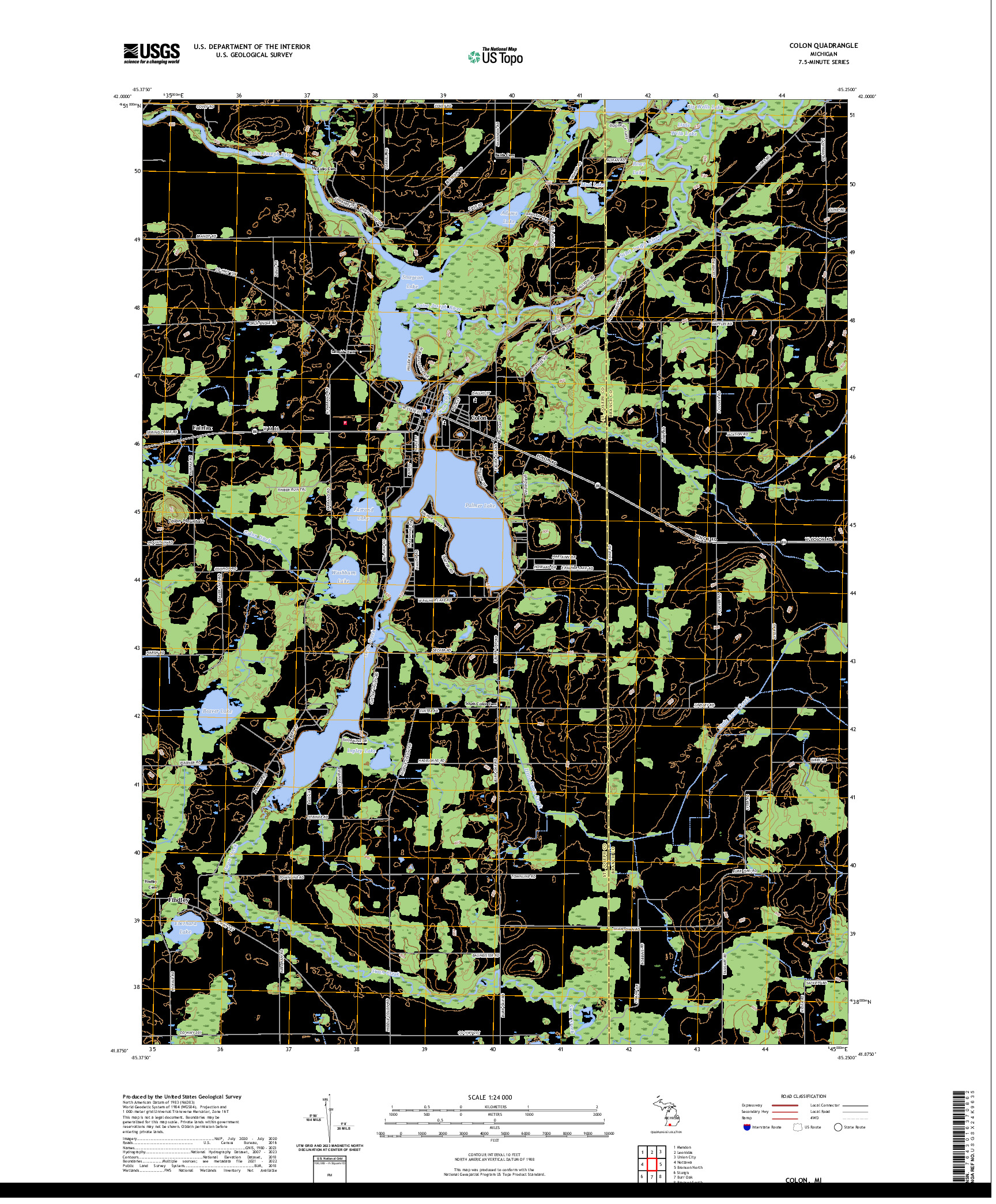 US TOPO 7.5-MINUTE MAP FOR COLON, MI