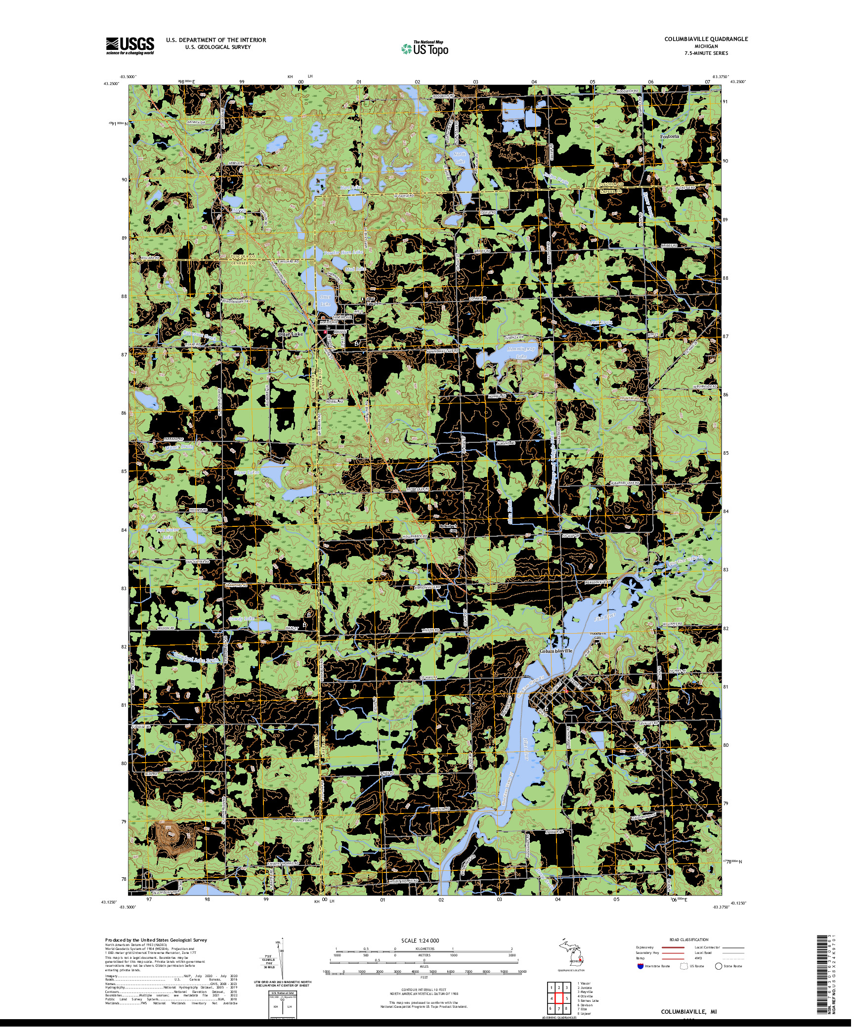 US TOPO 7.5-MINUTE MAP FOR COLUMBIAVILLE, MI