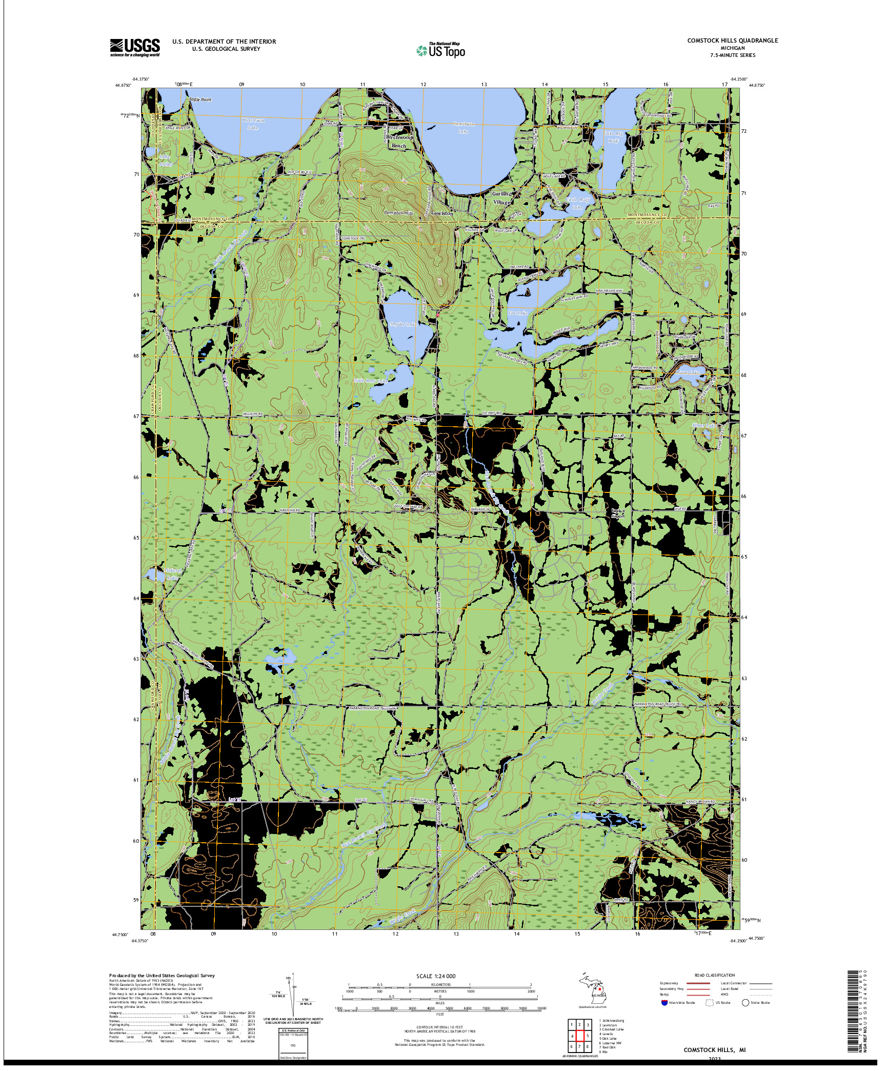 US TOPO 7.5-MINUTE MAP FOR COMSTOCK HILLS, MI