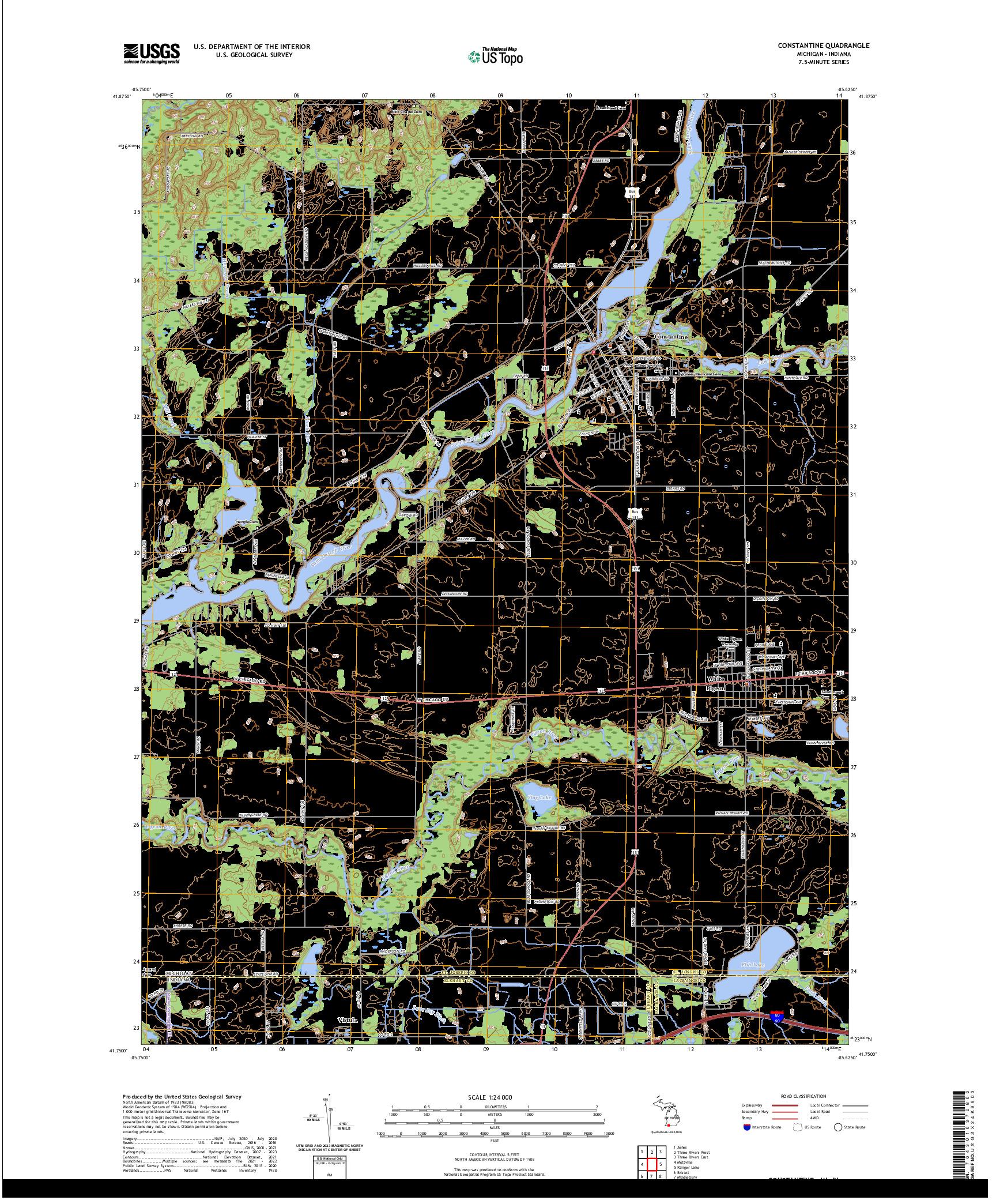 US TOPO 7.5-MINUTE MAP FOR CONSTANTINE, MI,IN