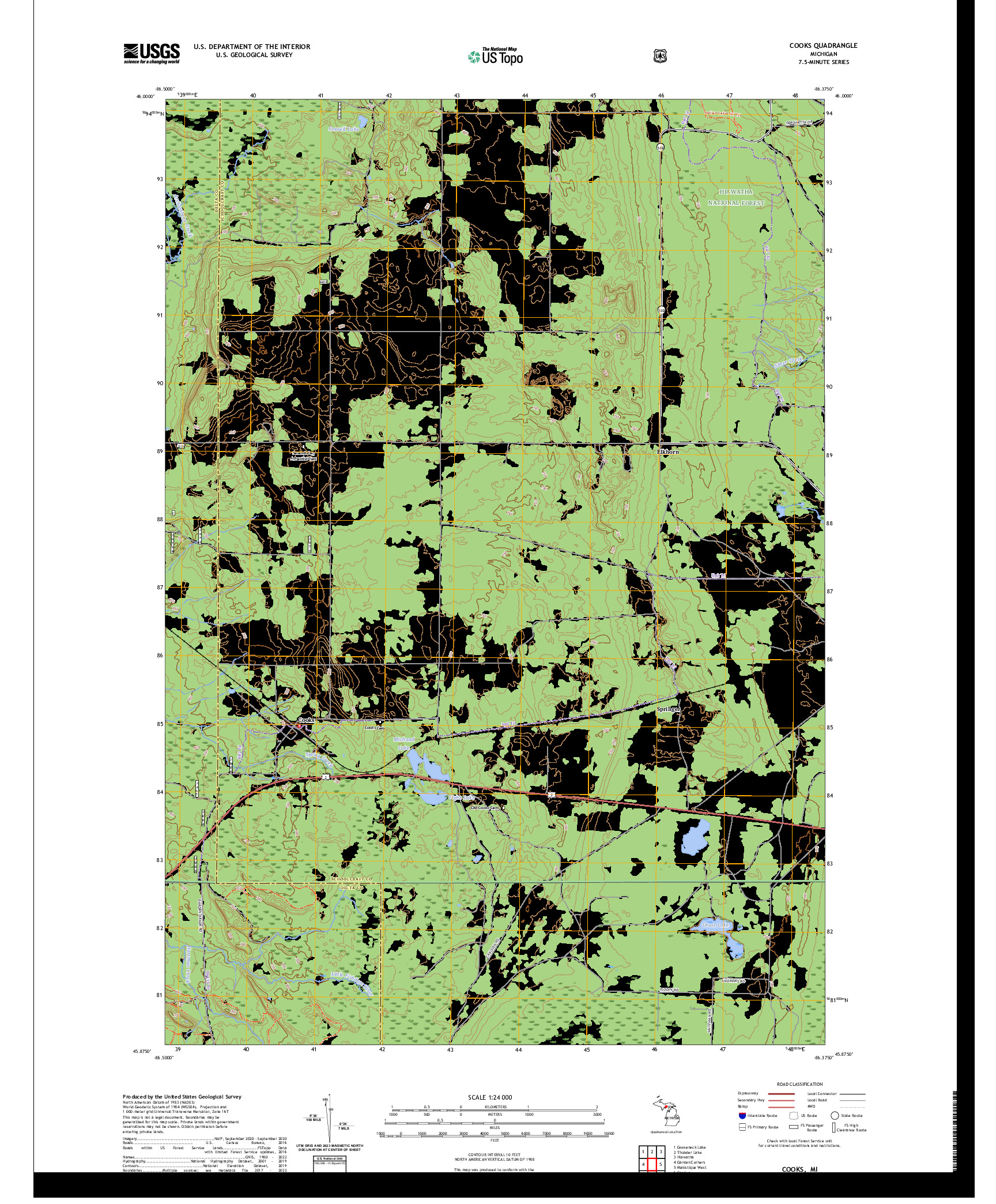 US TOPO 7.5-MINUTE MAP FOR COOKS, MI