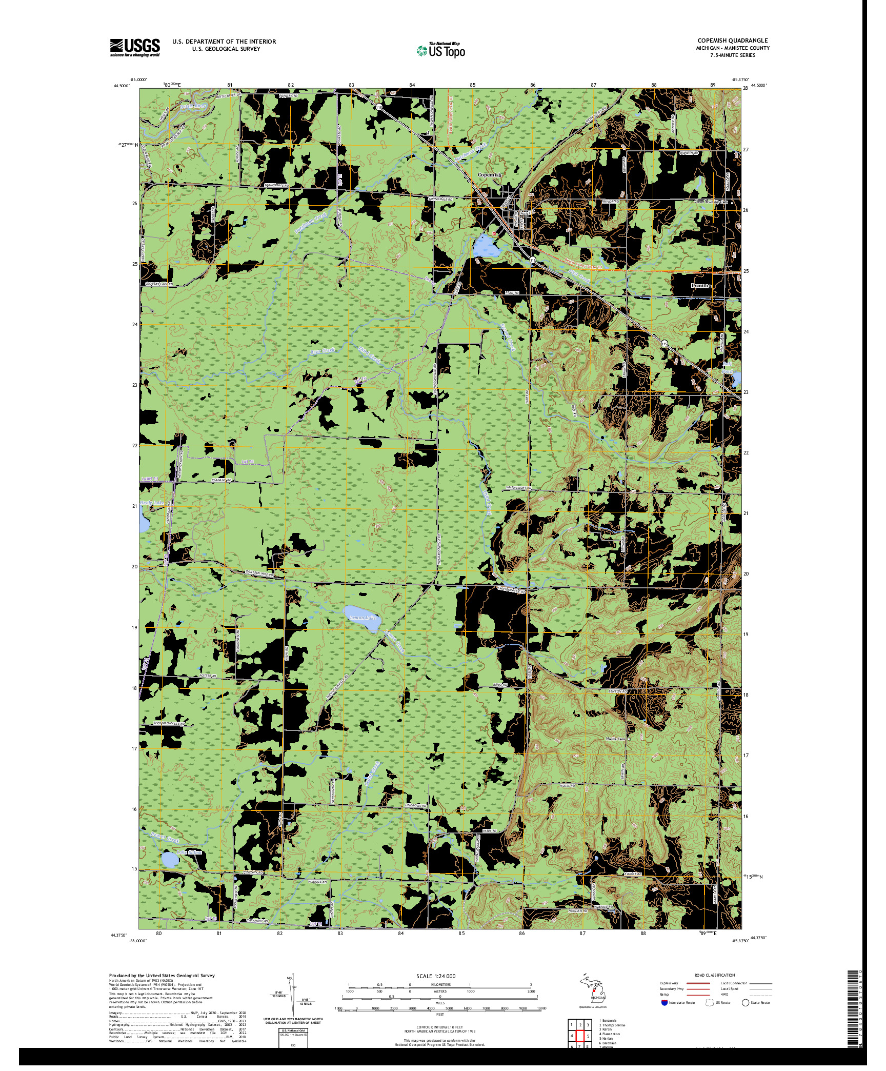 US TOPO 7.5-MINUTE MAP FOR COPEMISH, MI