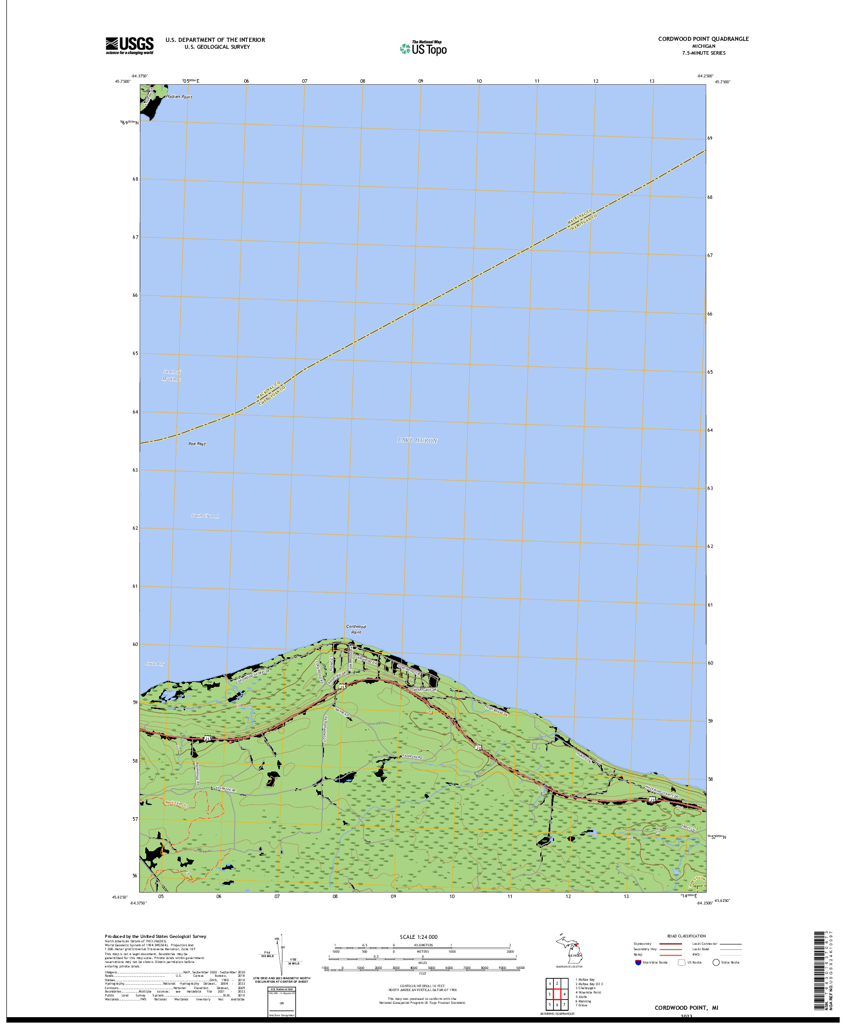 US TOPO 7.5-MINUTE MAP FOR CORDWOOD POINT, MI