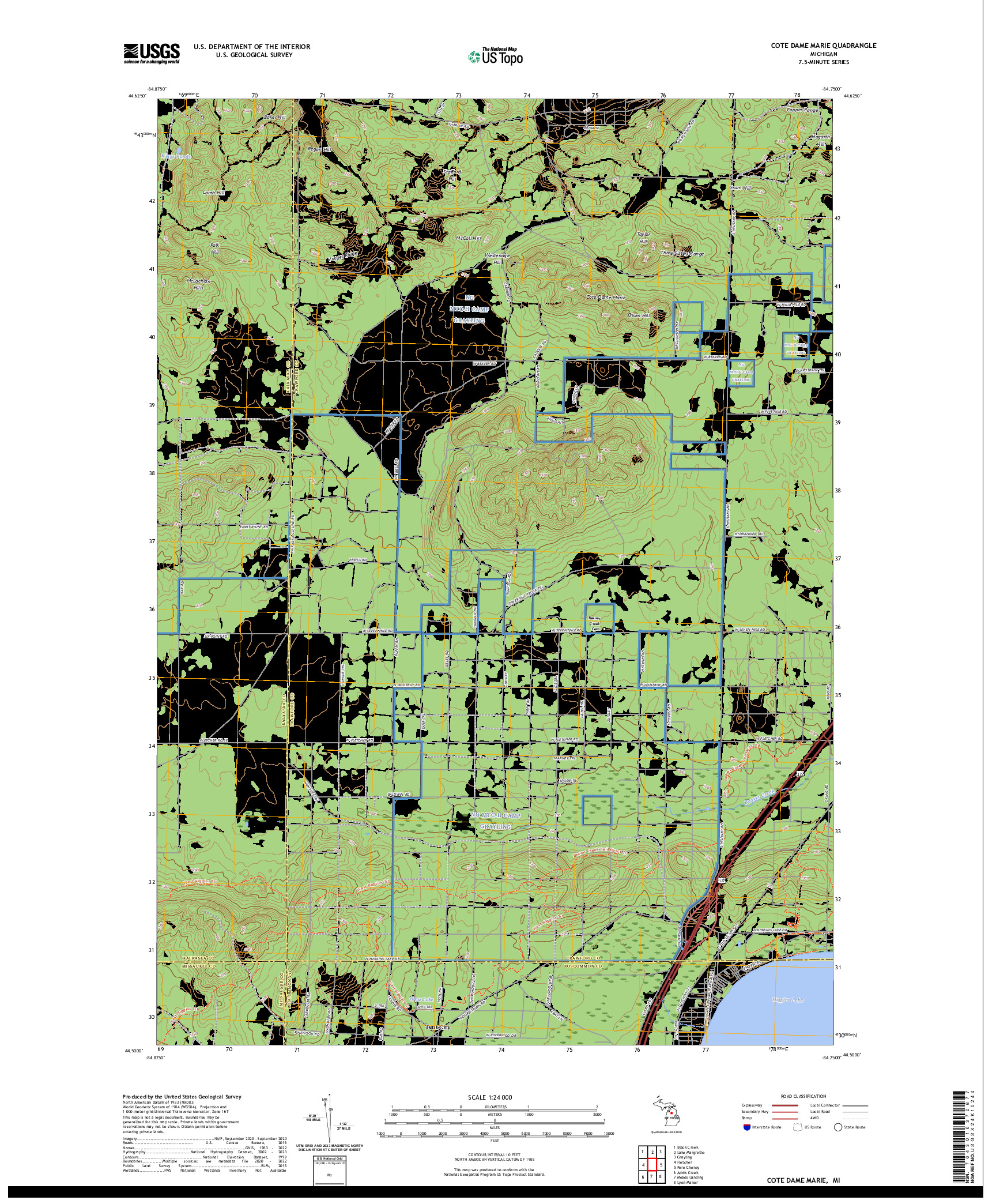 US TOPO 7.5-MINUTE MAP FOR COTE DAME MARIE, MI