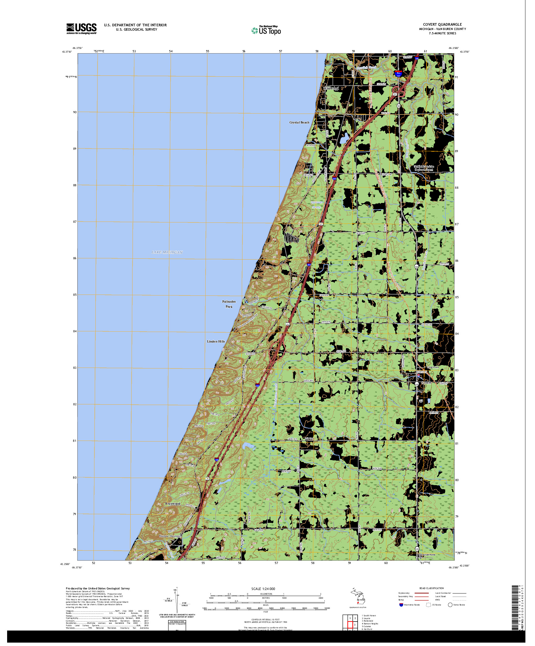 US TOPO 7.5-MINUTE MAP FOR COVERT, MI