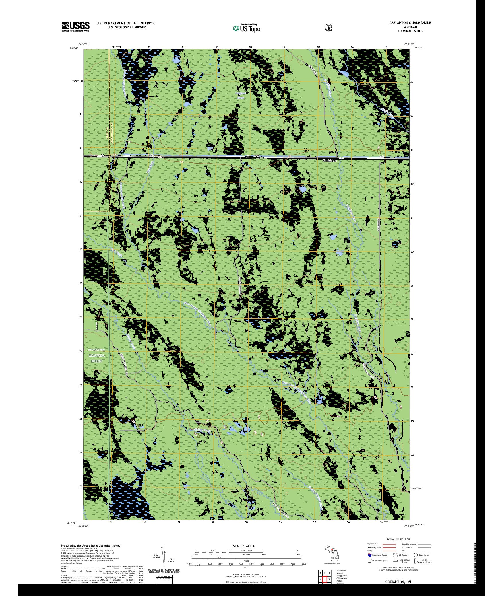 US TOPO 7.5-MINUTE MAP FOR CREIGHTON, MI