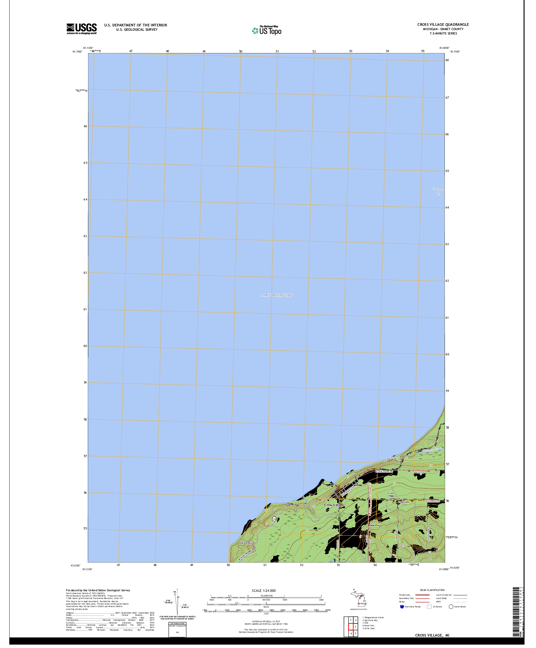 US TOPO 7.5-MINUTE MAP FOR CROSS VILLAGE, MI