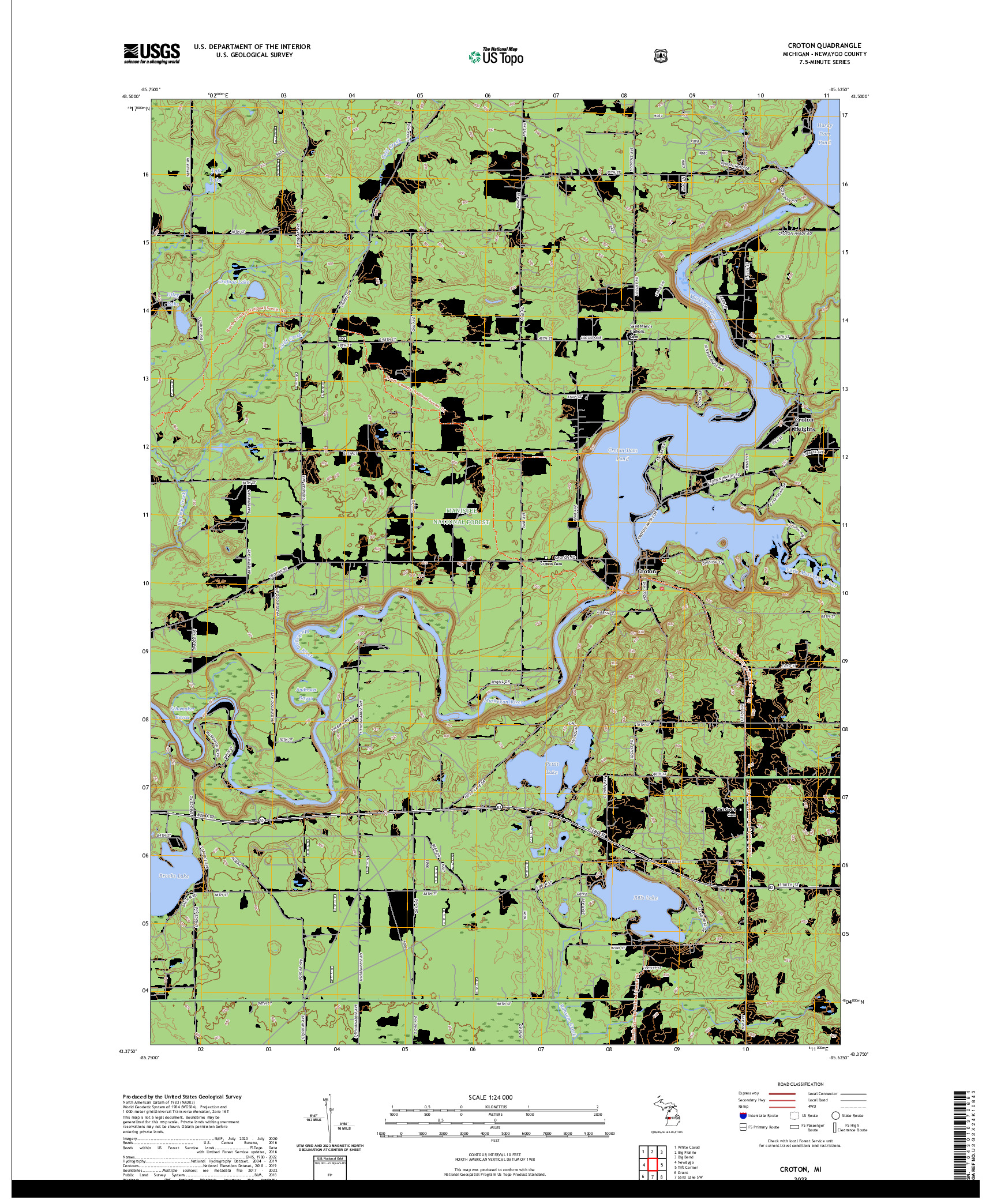 US TOPO 7.5-MINUTE MAP FOR CROTON, MI