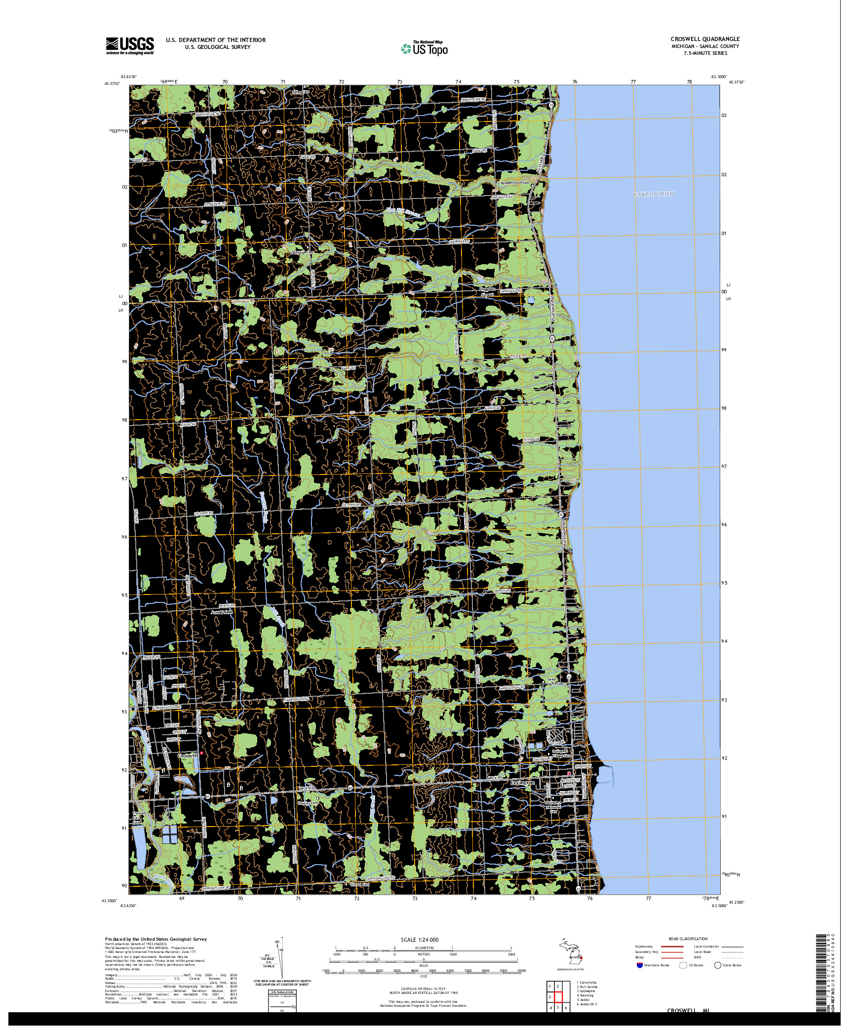 US TOPO 7.5-MINUTE MAP FOR CROSWELL, MI