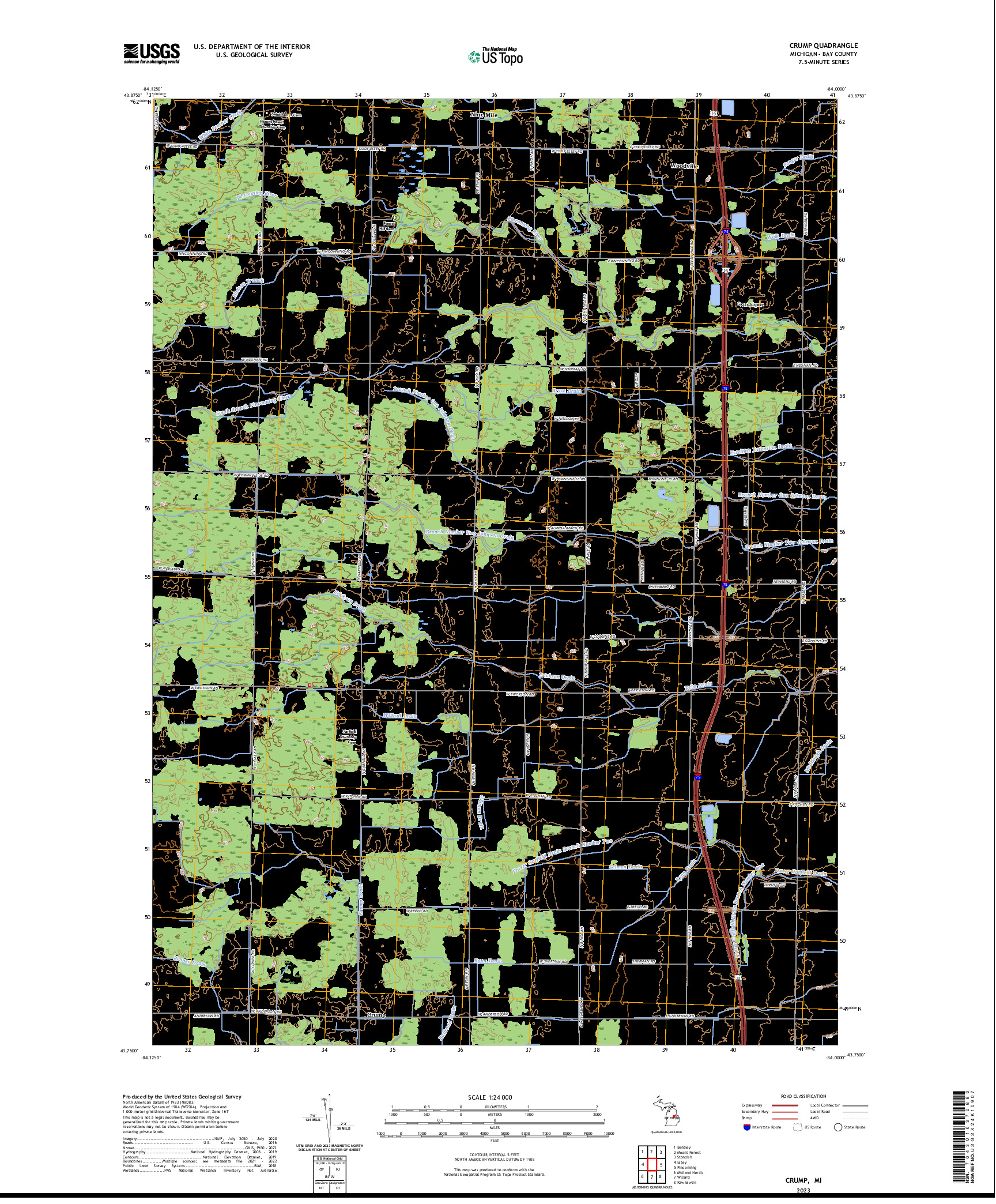 US TOPO 7.5-MINUTE MAP FOR CRUMP, MI