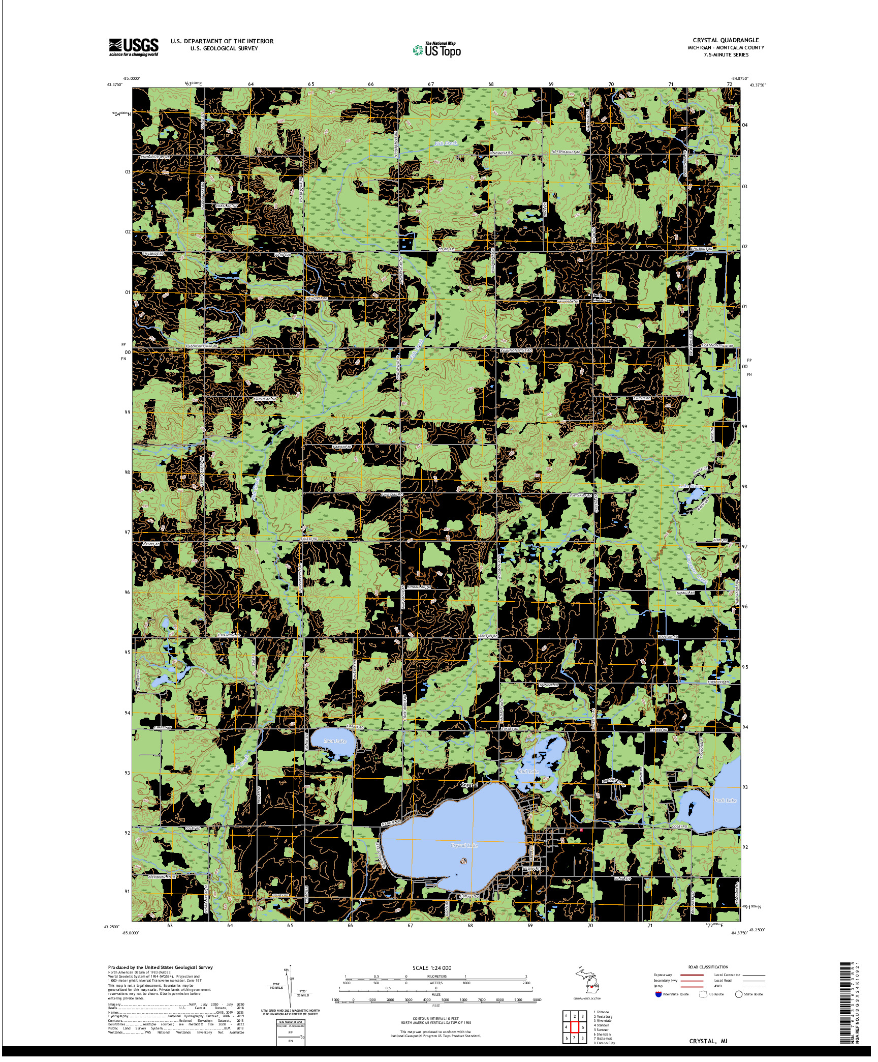 US TOPO 7.5-MINUTE MAP FOR CRYSTAL, MI