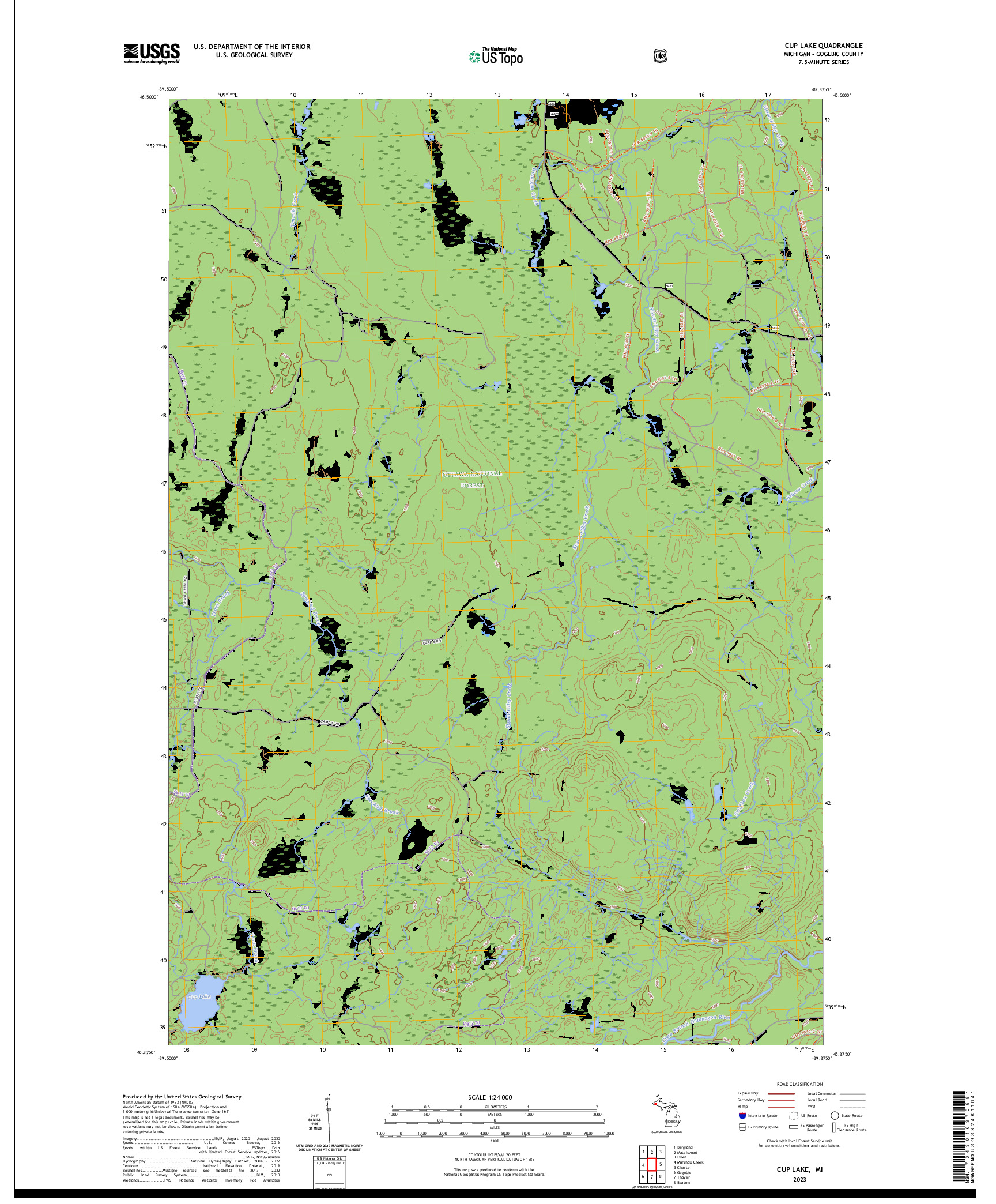 US TOPO 7.5-MINUTE MAP FOR CUP LAKE, MI