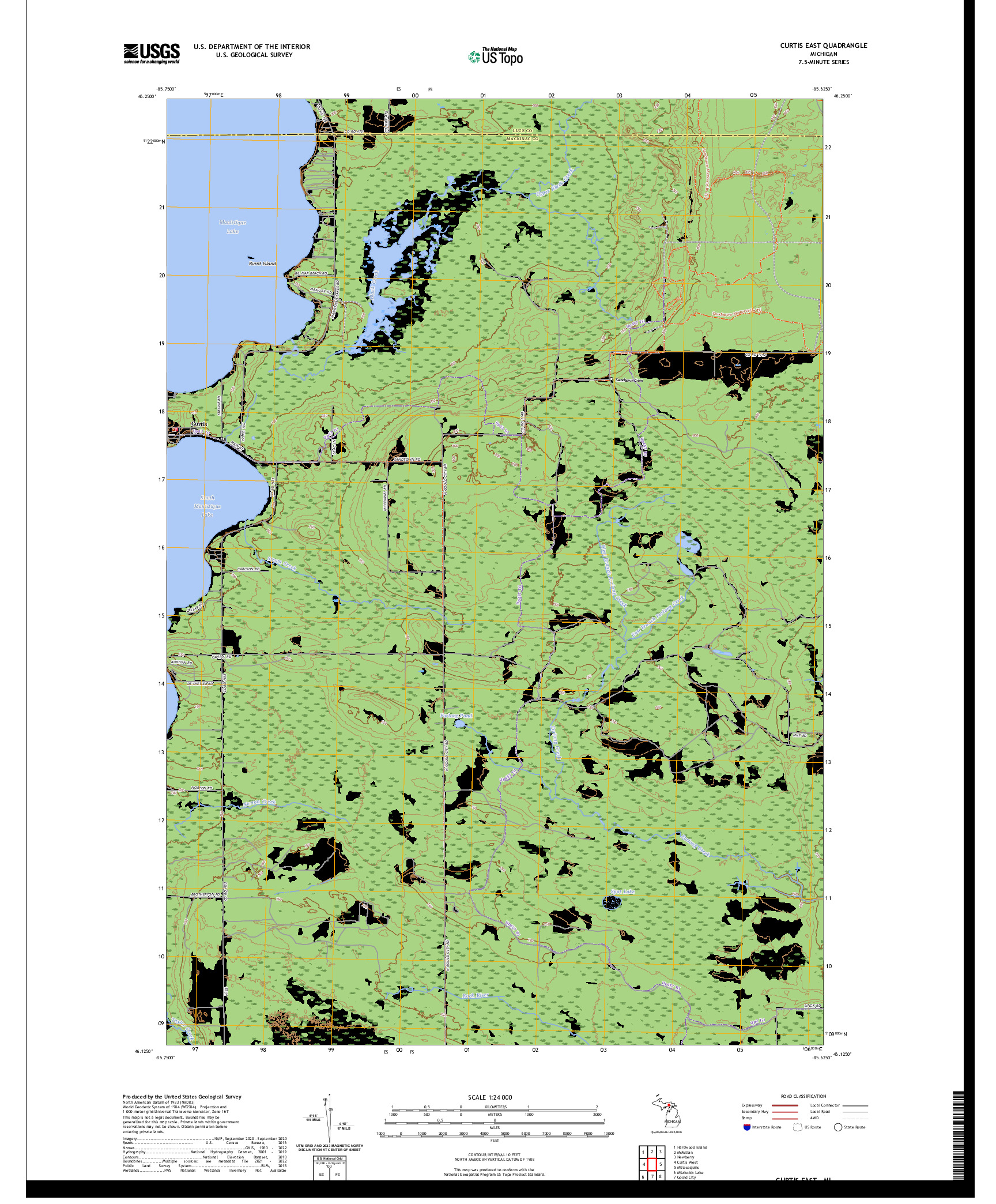 US TOPO 7.5-MINUTE MAP FOR CURTIS EAST, MI