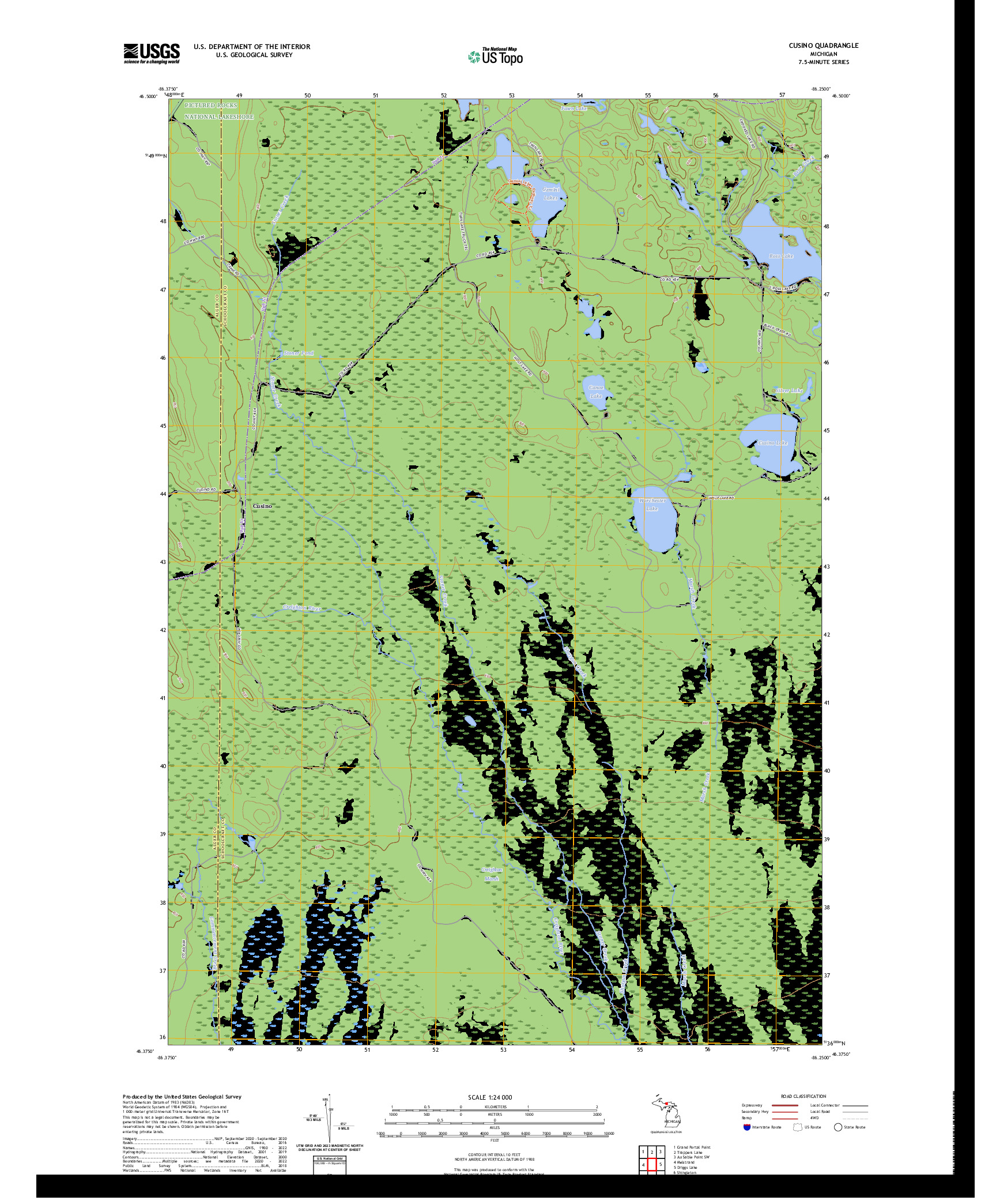 US TOPO 7.5-MINUTE MAP FOR CUSINO, MI