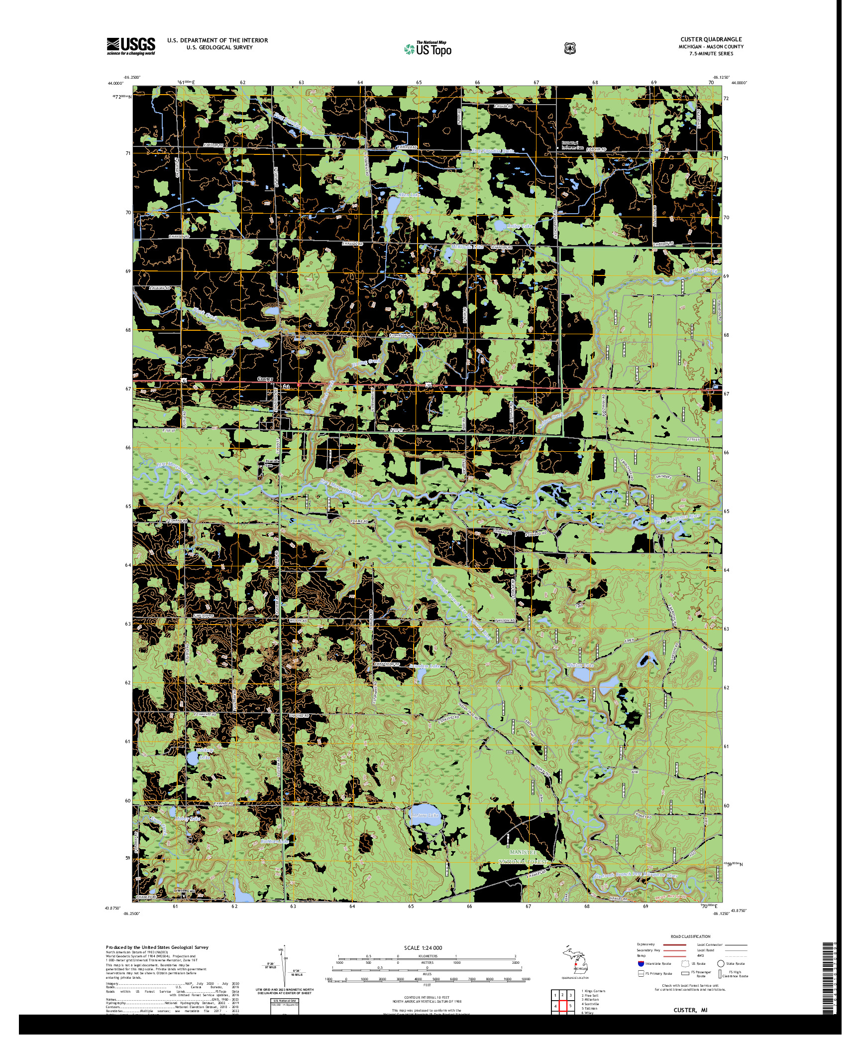 US TOPO 7.5-MINUTE MAP FOR CUSTER, MI