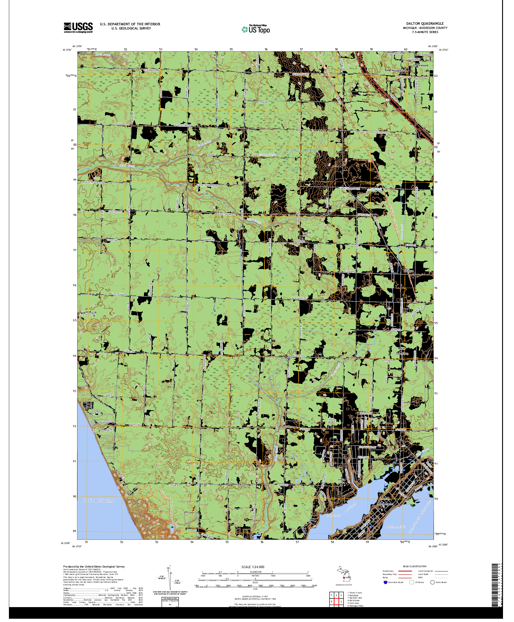 US TOPO 7.5-MINUTE MAP FOR DALTON, MI