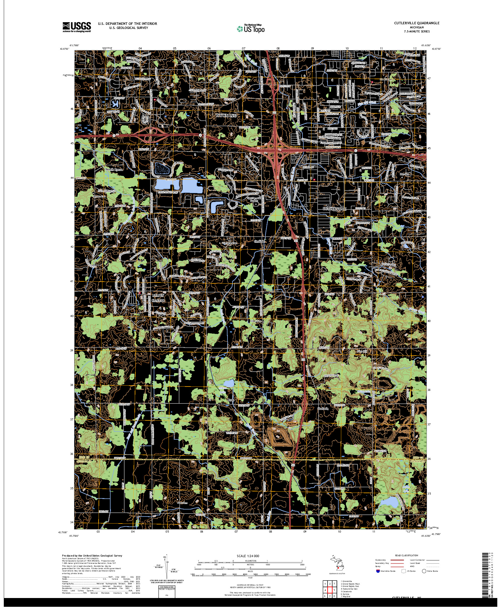 US TOPO 7.5-MINUTE MAP FOR CUTLERVILLE, MI