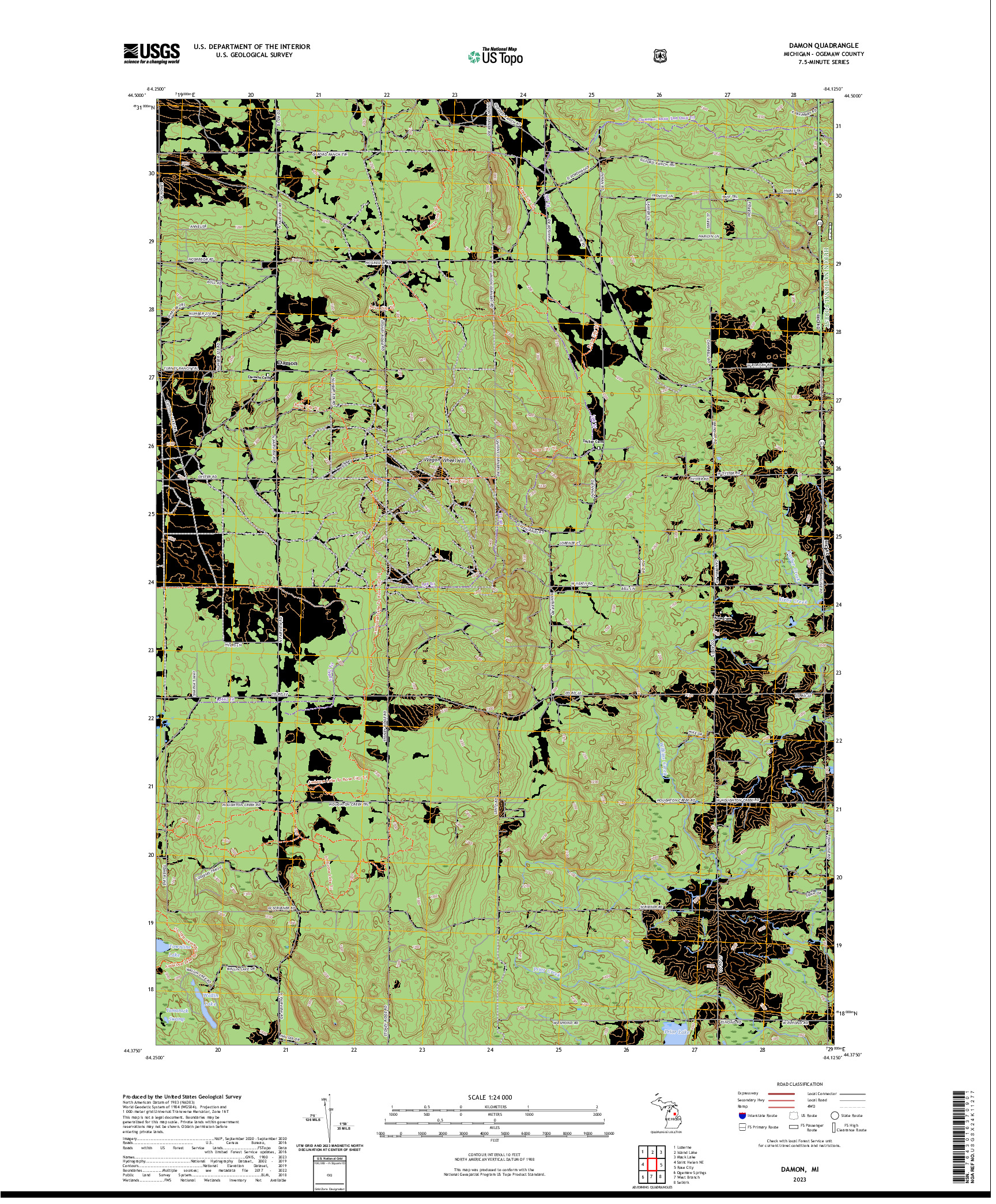 US TOPO 7.5-MINUTE MAP FOR DAMON, MI