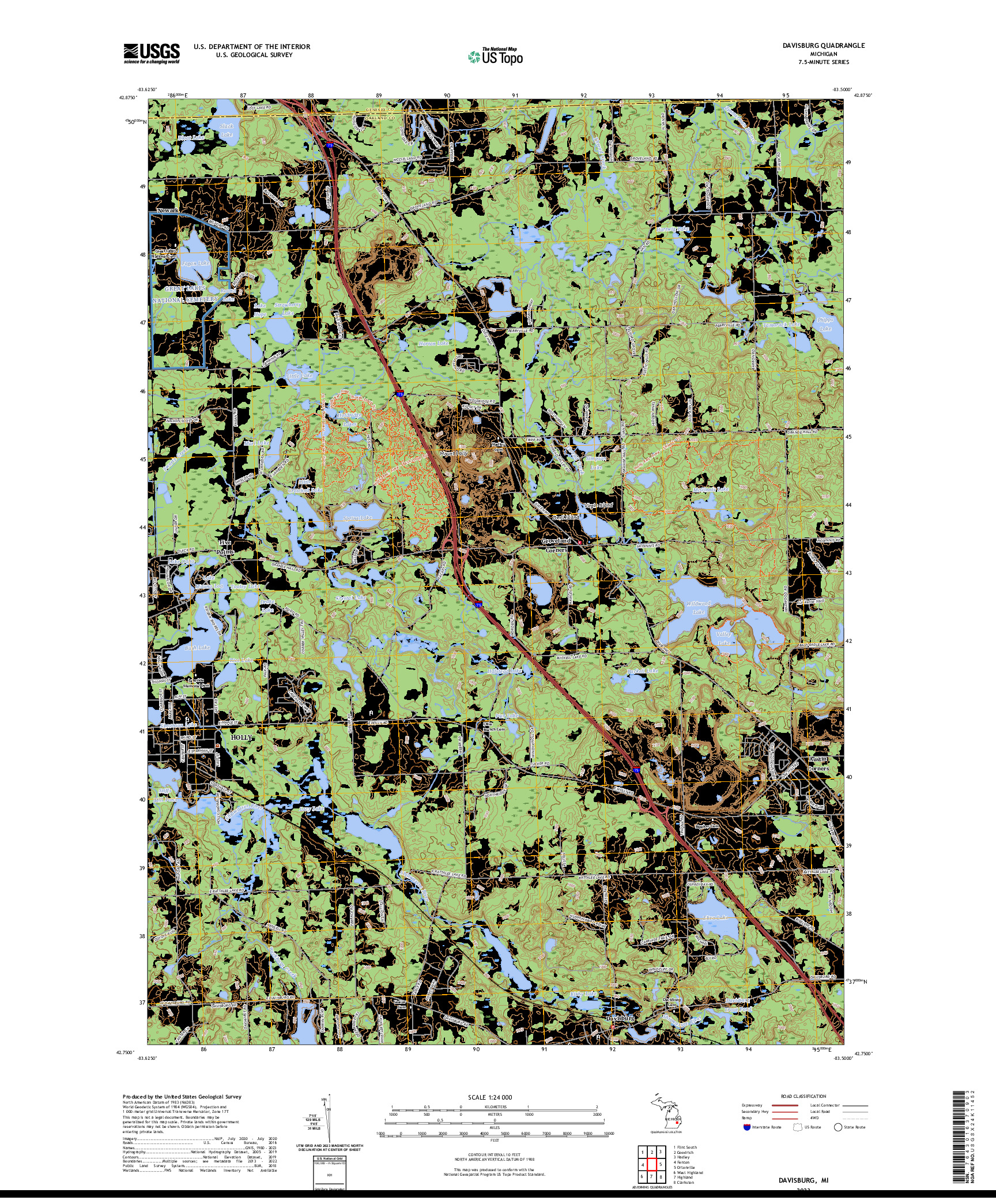 US TOPO 7.5-MINUTE MAP FOR DAVISBURG, MI