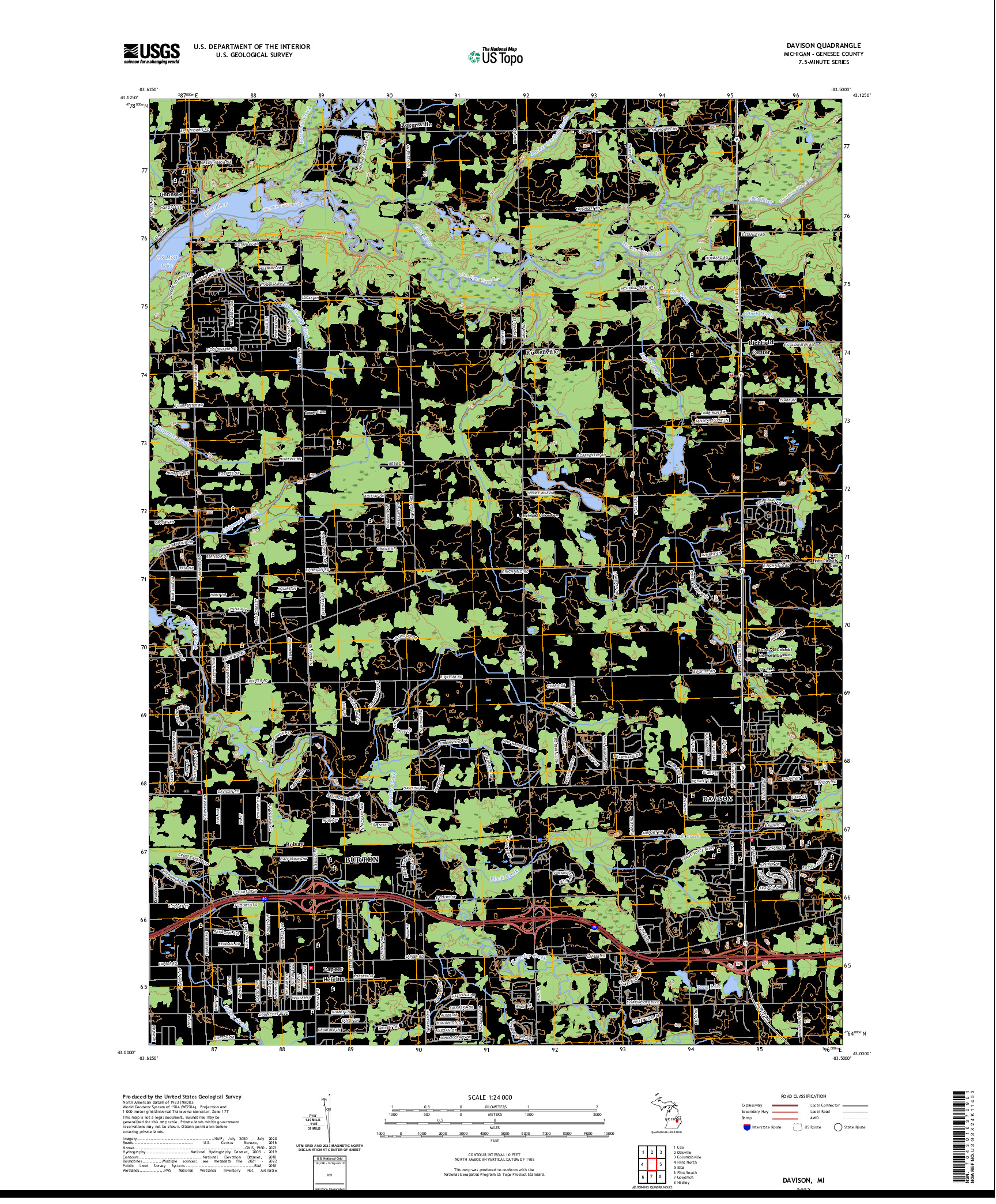 US TOPO 7.5-MINUTE MAP FOR DAVISON, MI