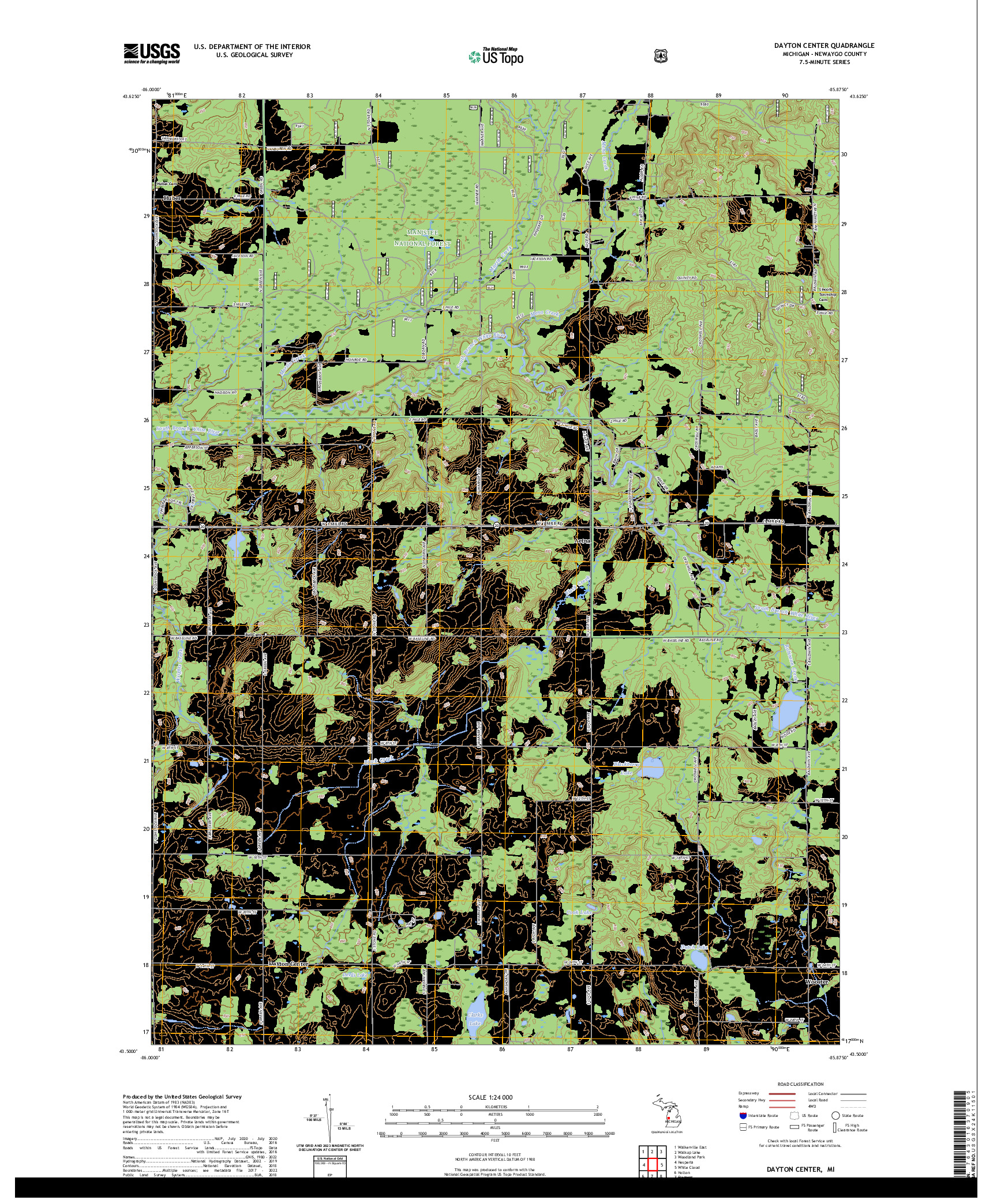 US TOPO 7.5-MINUTE MAP FOR DAYTON CENTER, MI