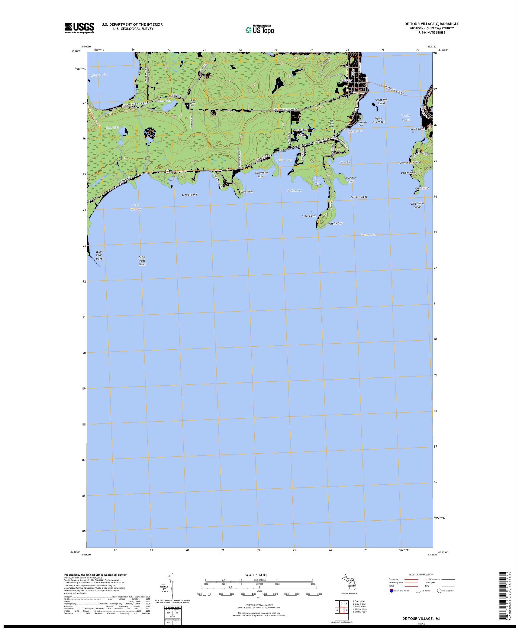 US TOPO 7.5-MINUTE MAP FOR DE TOUR VILLAGE, MI