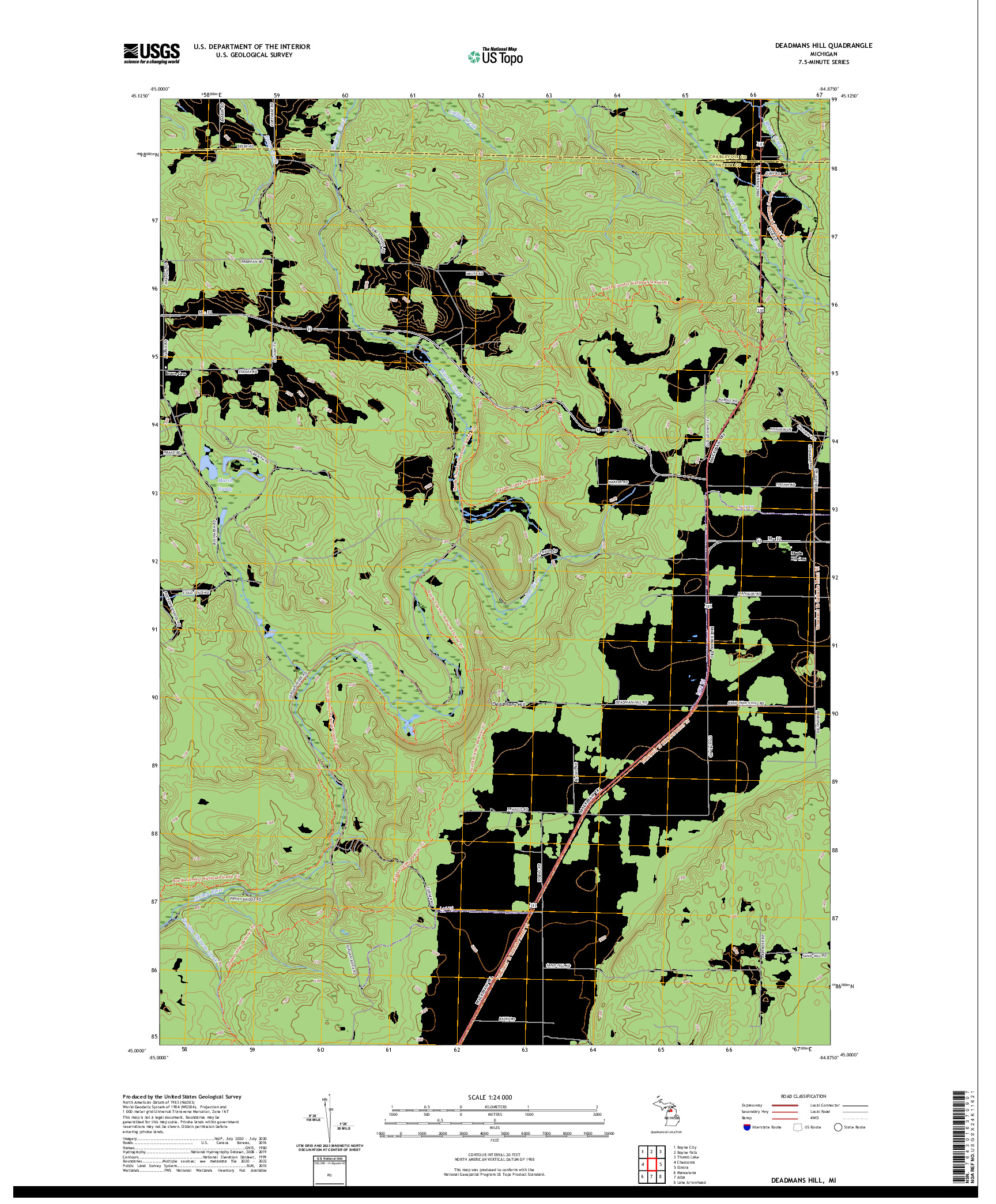 US TOPO 7.5-MINUTE MAP FOR DEADMANS HILL, MI