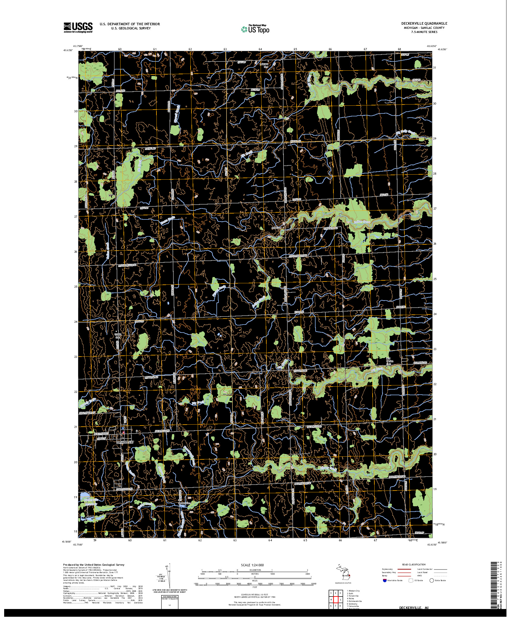 US TOPO 7.5-MINUTE MAP FOR DECKERVILLE, MI