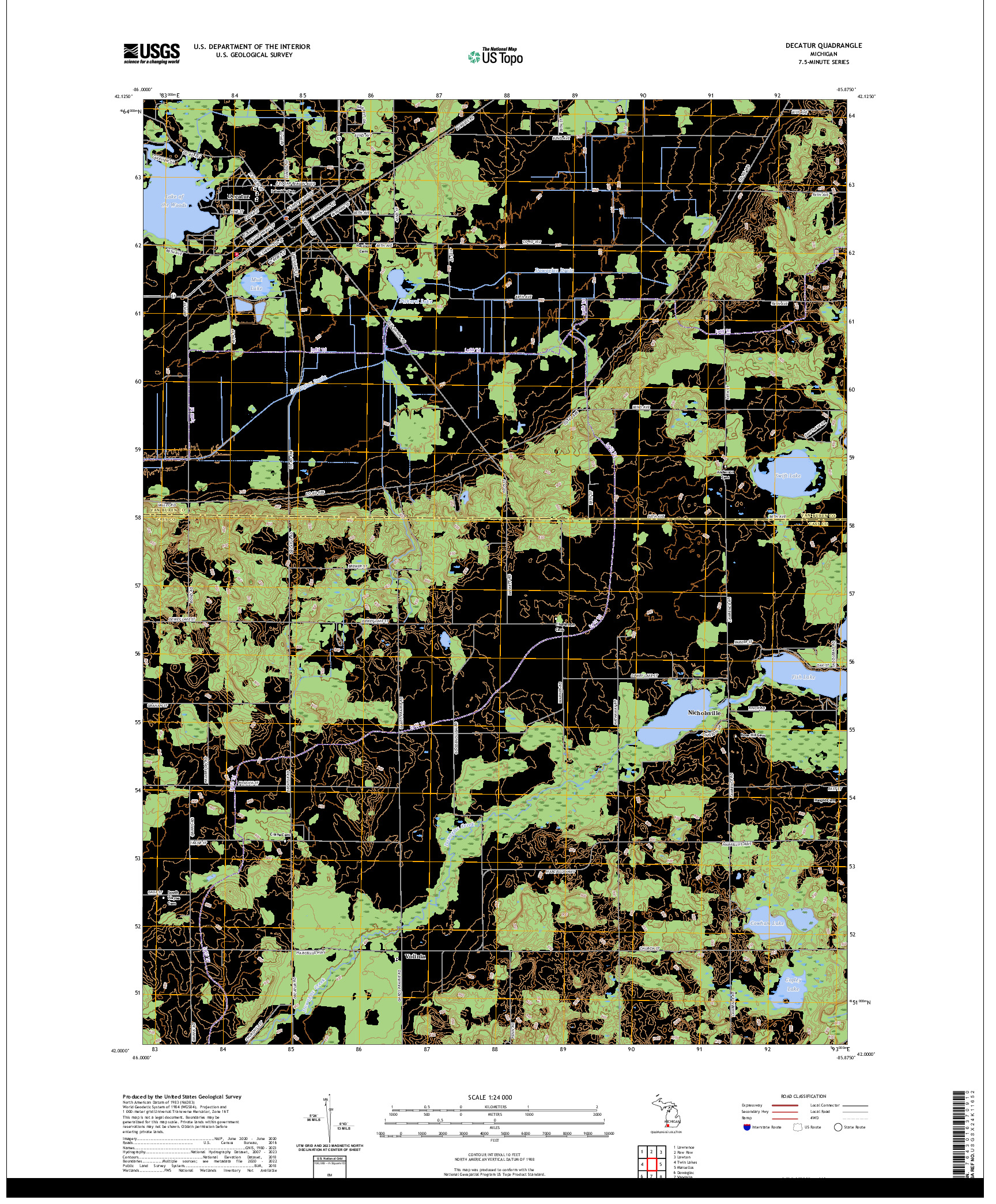 US TOPO 7.5-MINUTE MAP FOR DECATUR, MI