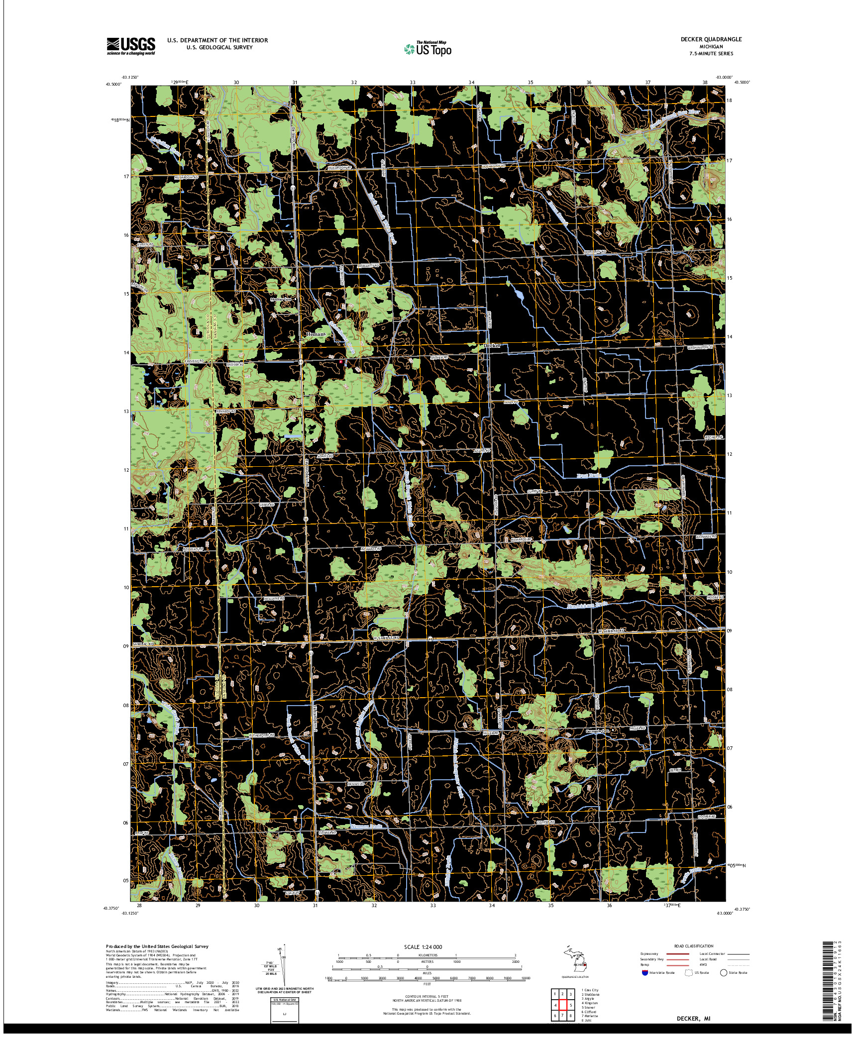 US TOPO 7.5-MINUTE MAP FOR DECKER, MI