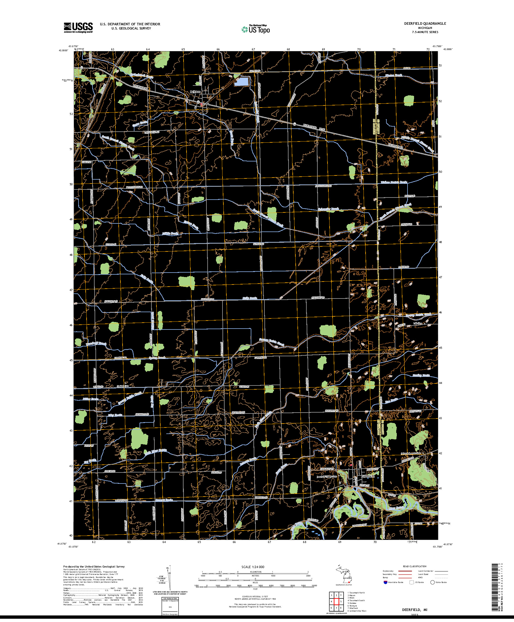 US TOPO 7.5-MINUTE MAP FOR DEERFIELD, MI