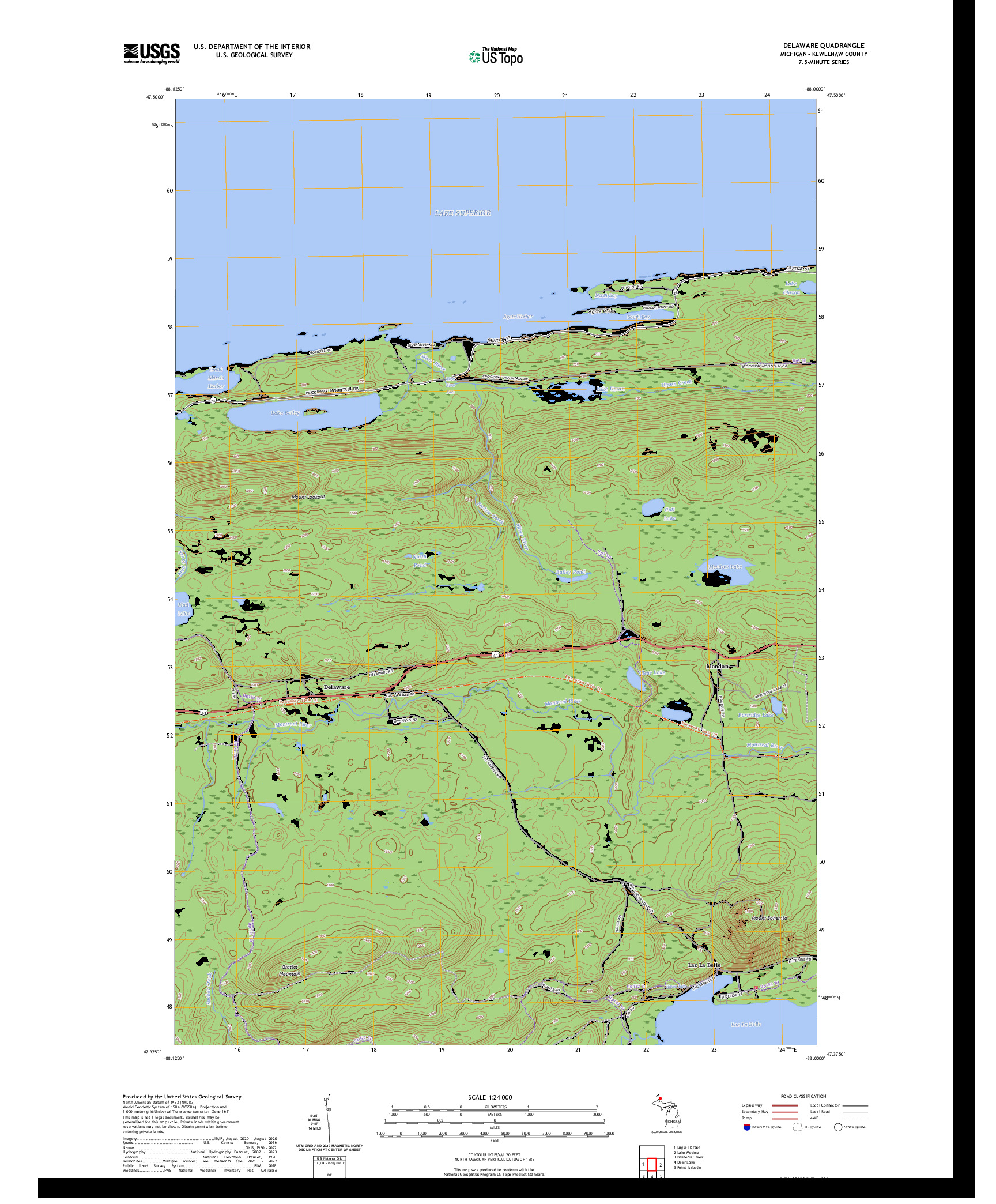 US TOPO 7.5-MINUTE MAP FOR DELAWARE, MI