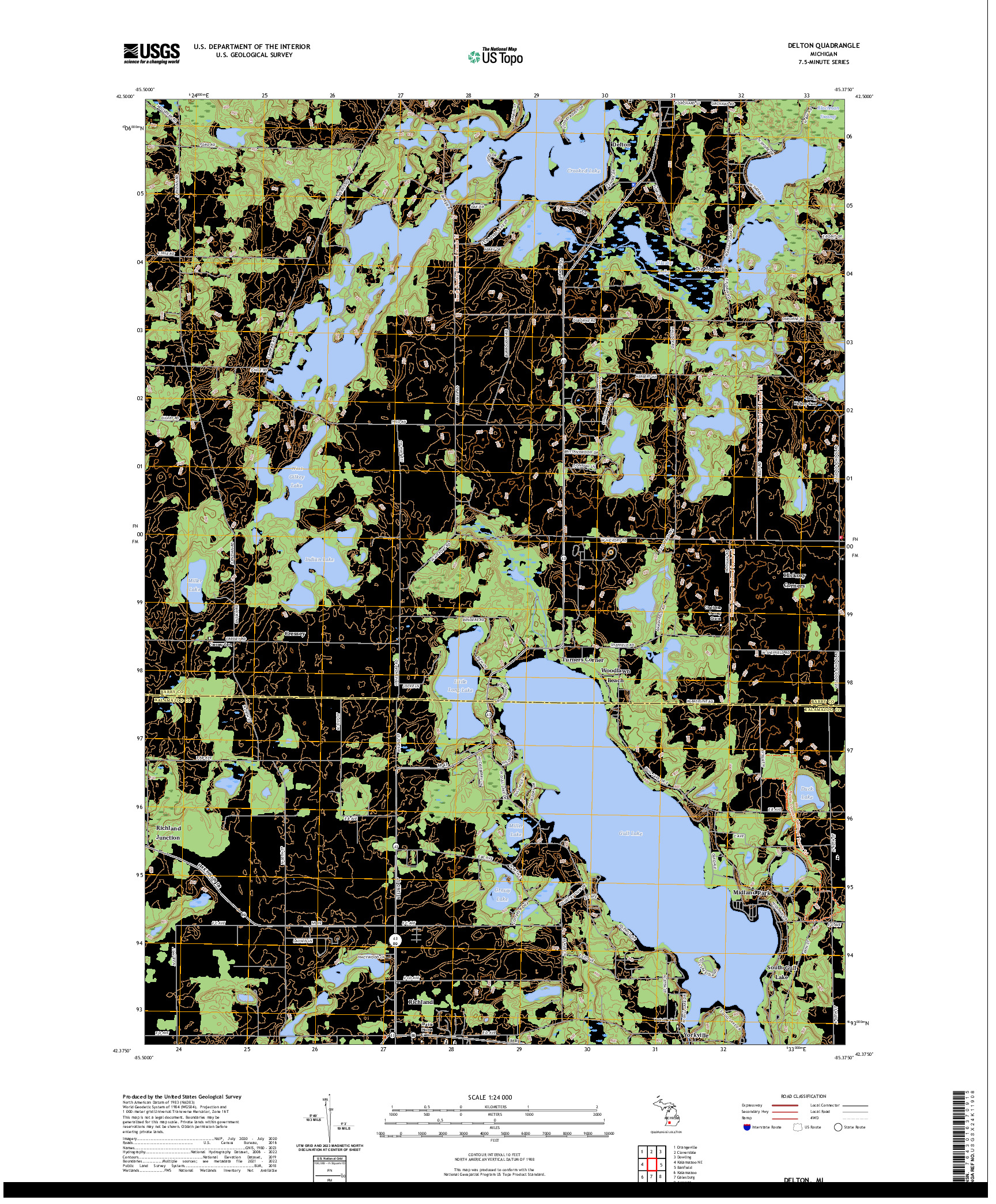 US TOPO 7.5-MINUTE MAP FOR DELTON, MI