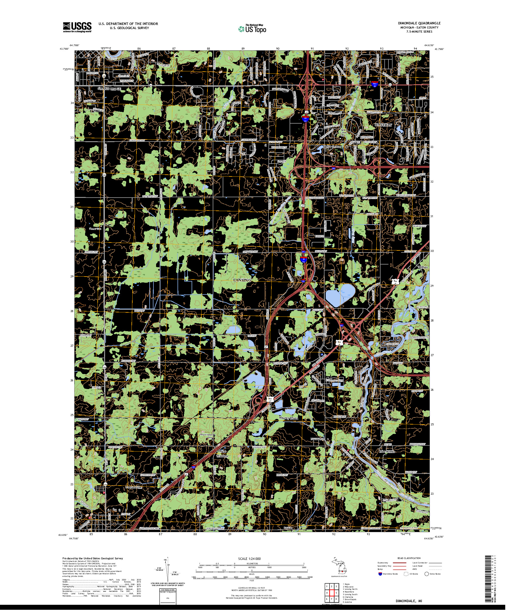 US TOPO 7.5-MINUTE MAP FOR DIMONDALE, MI