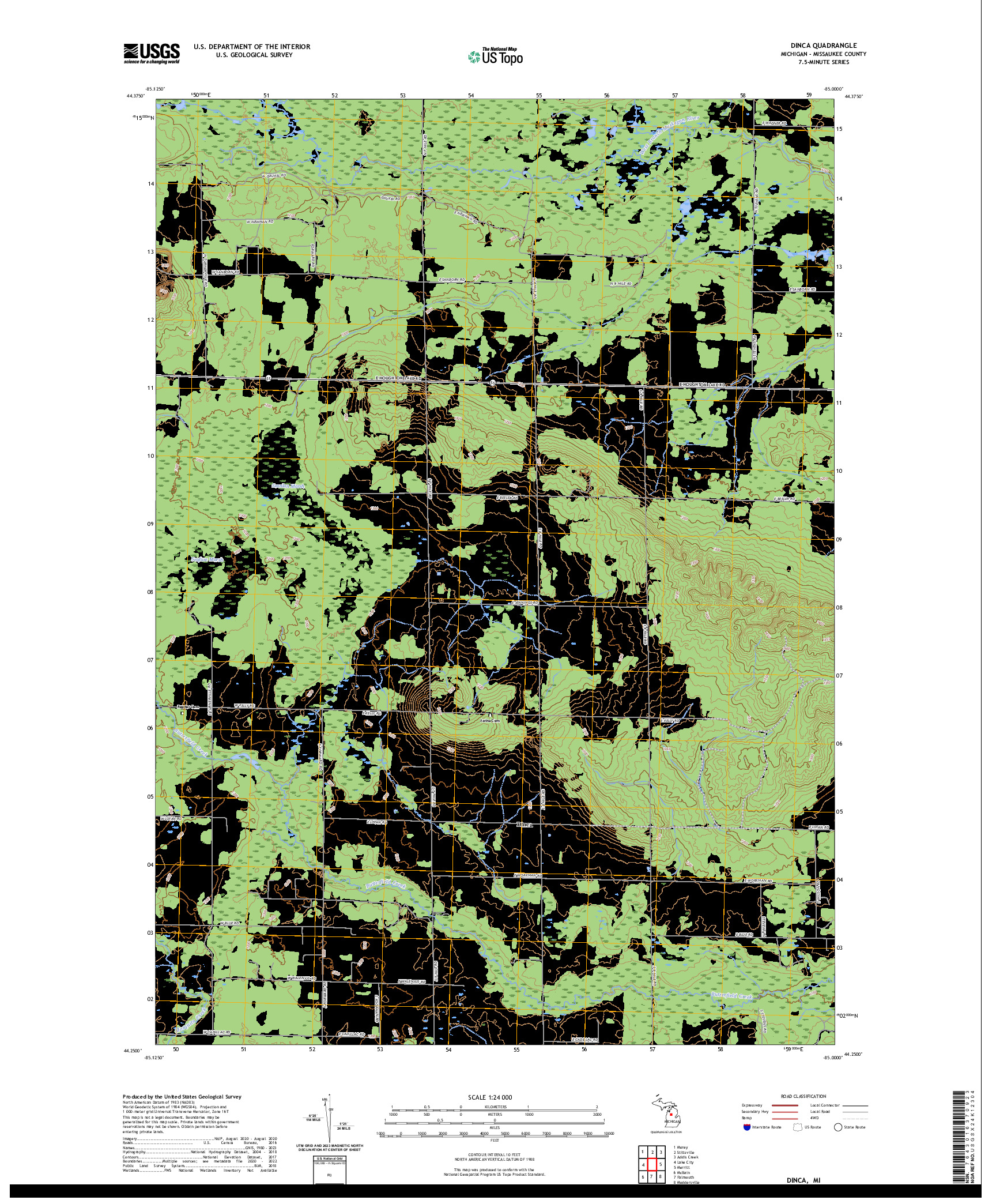 US TOPO 7.5-MINUTE MAP FOR DINCA, MI