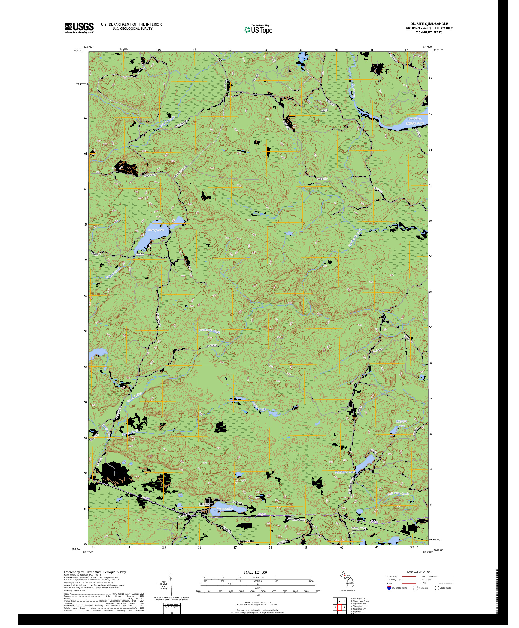 US TOPO 7.5-MINUTE MAP FOR DIORITE, MI