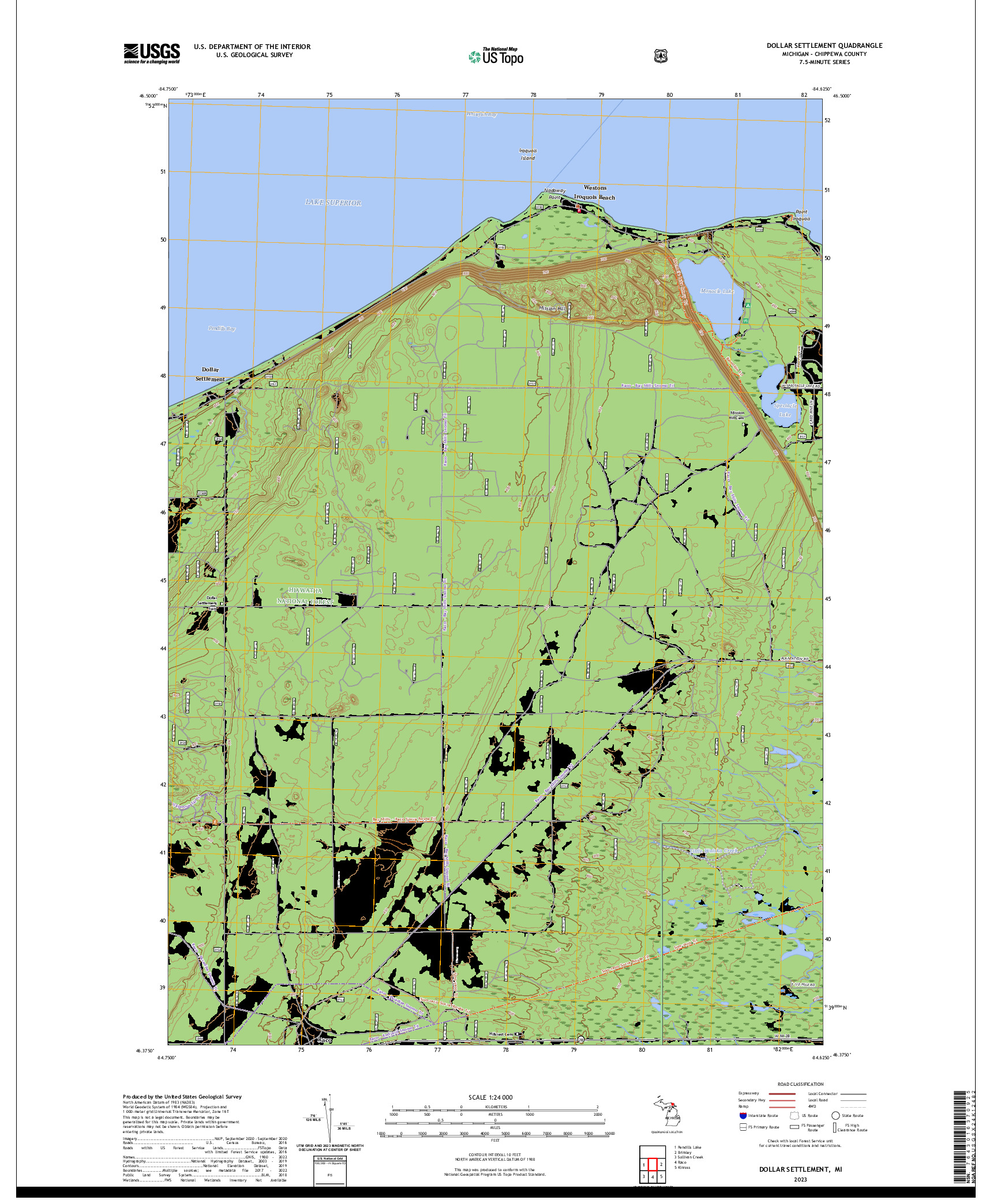 US TOPO 7.5-MINUTE MAP FOR DOLLAR SETTLEMENT, MI