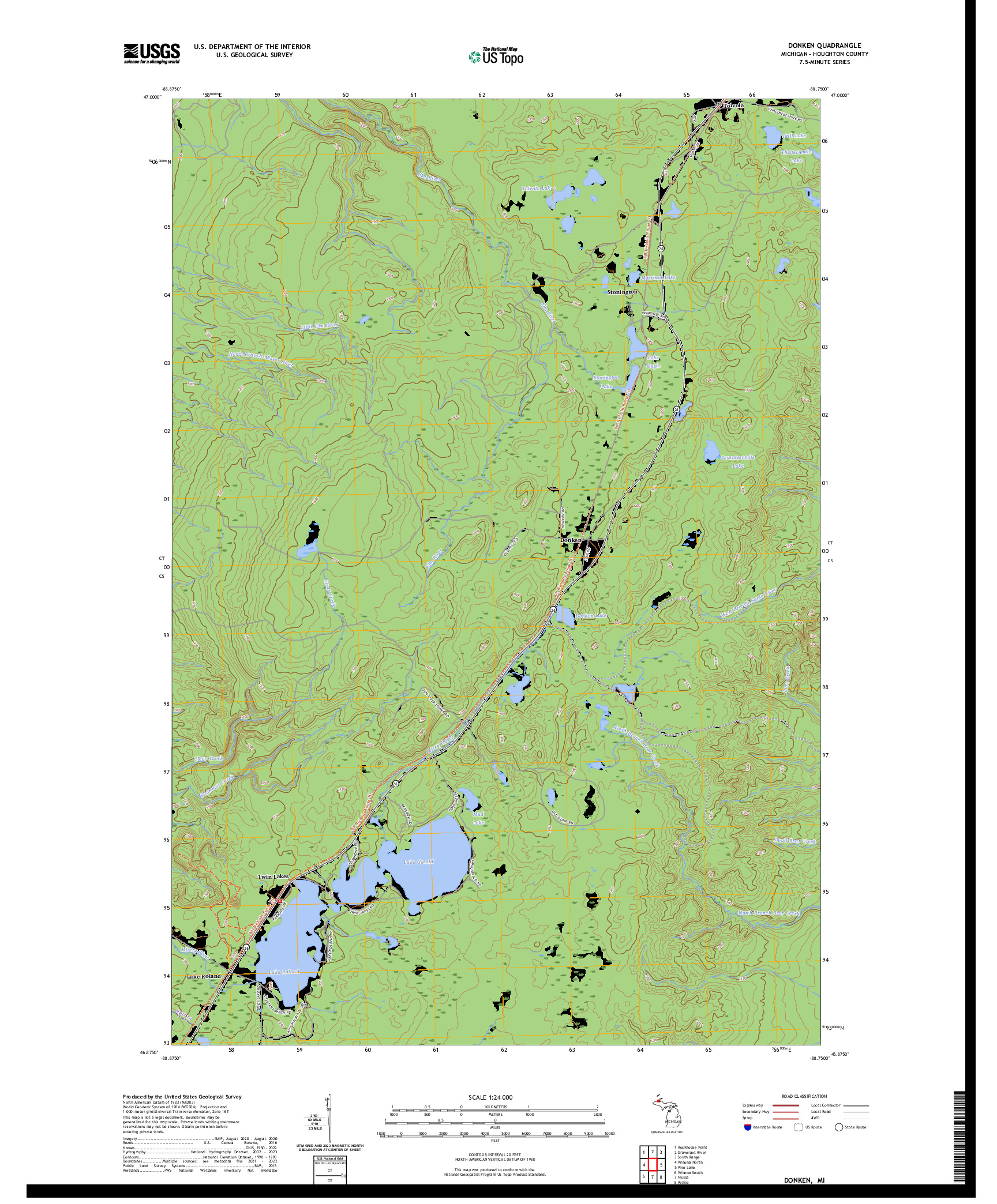 US TOPO 7.5-MINUTE MAP FOR DONKEN, MI