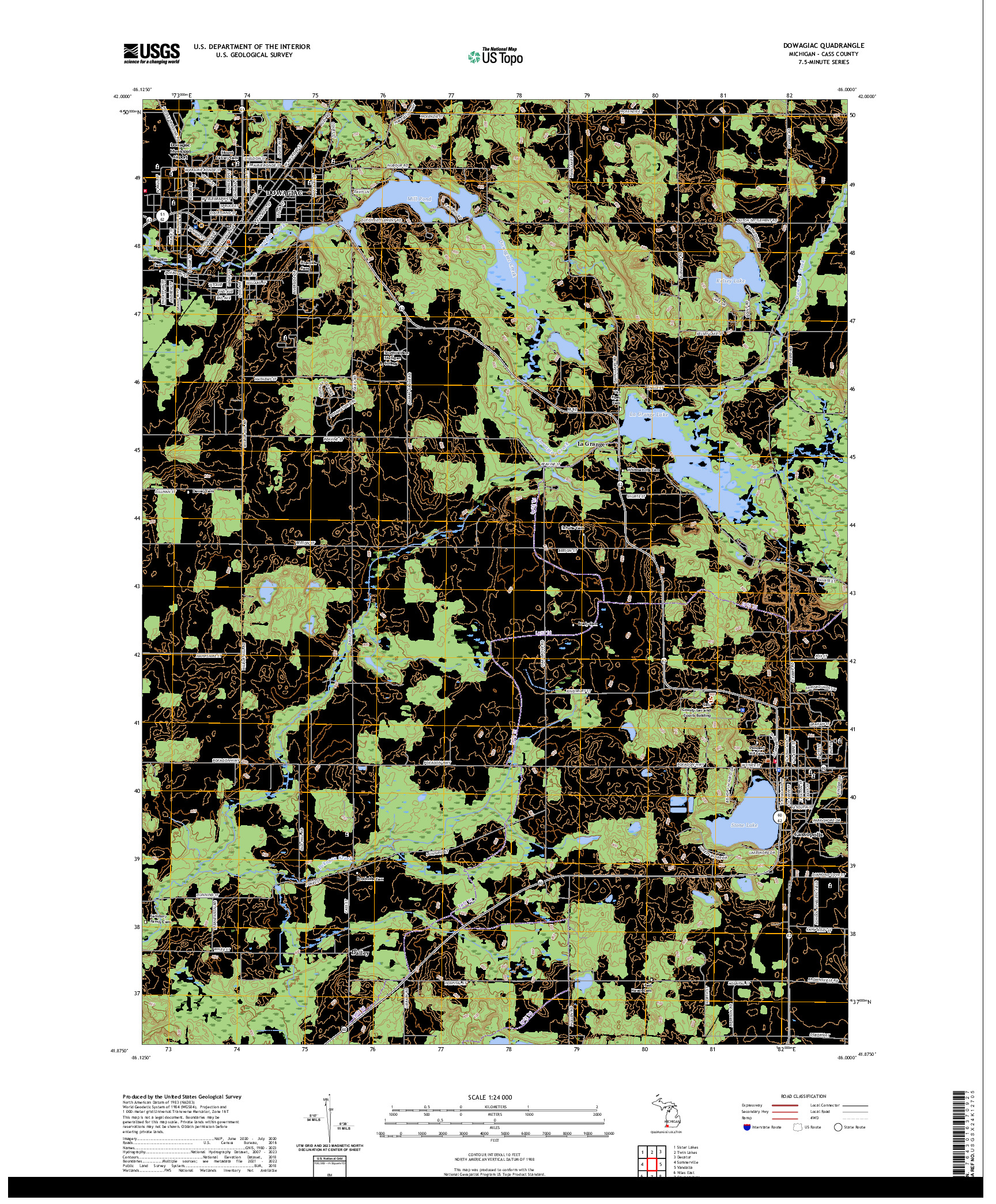 US TOPO 7.5-MINUTE MAP FOR DOWAGIAC, MI