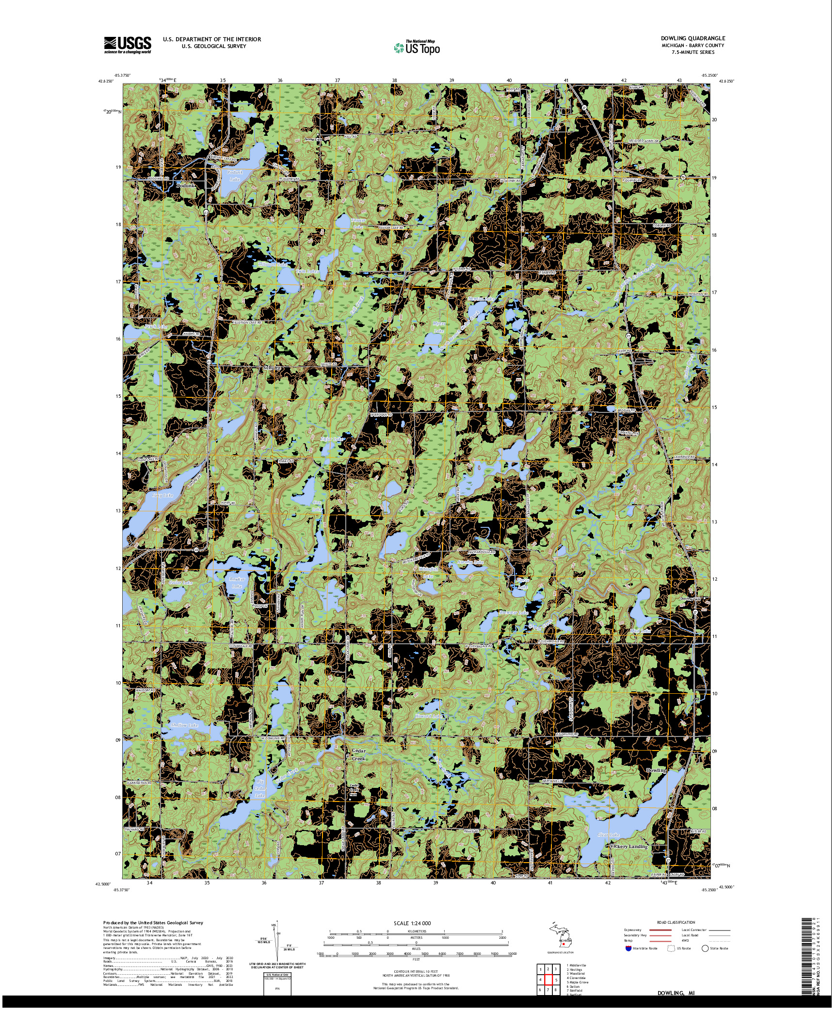 US TOPO 7.5-MINUTE MAP FOR DOWLING, MI