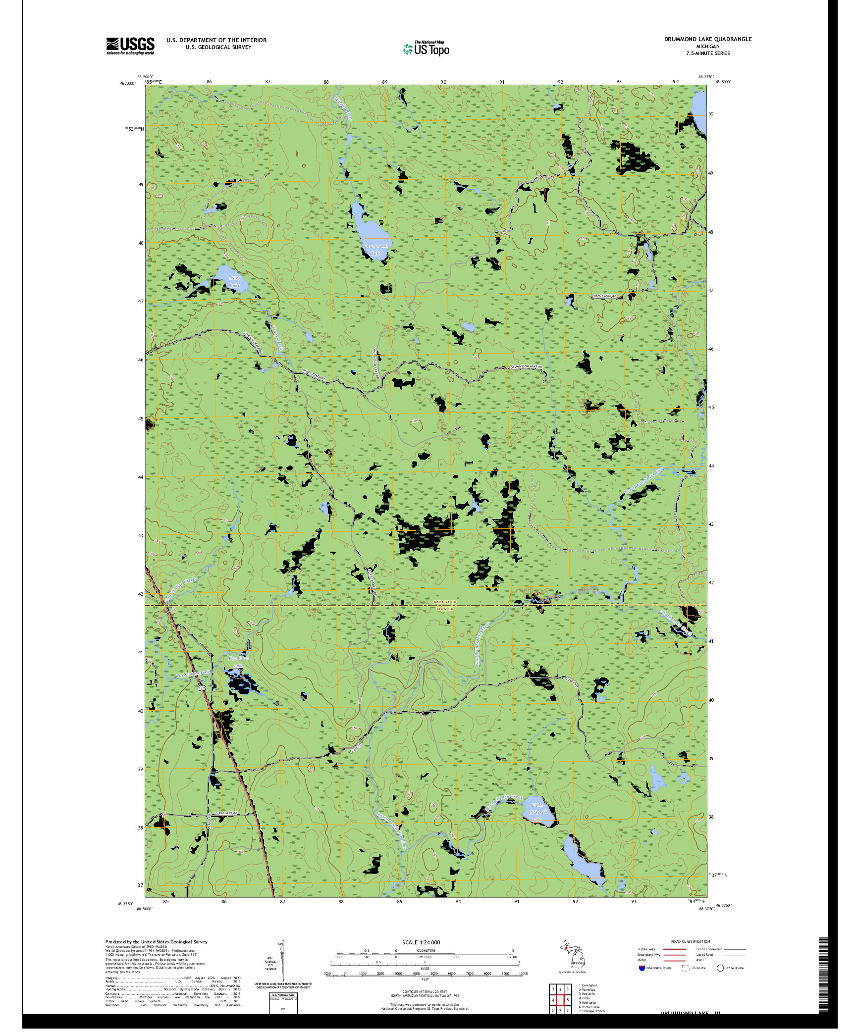 US TOPO 7.5-MINUTE MAP FOR DRUMMOND LAKE, MI