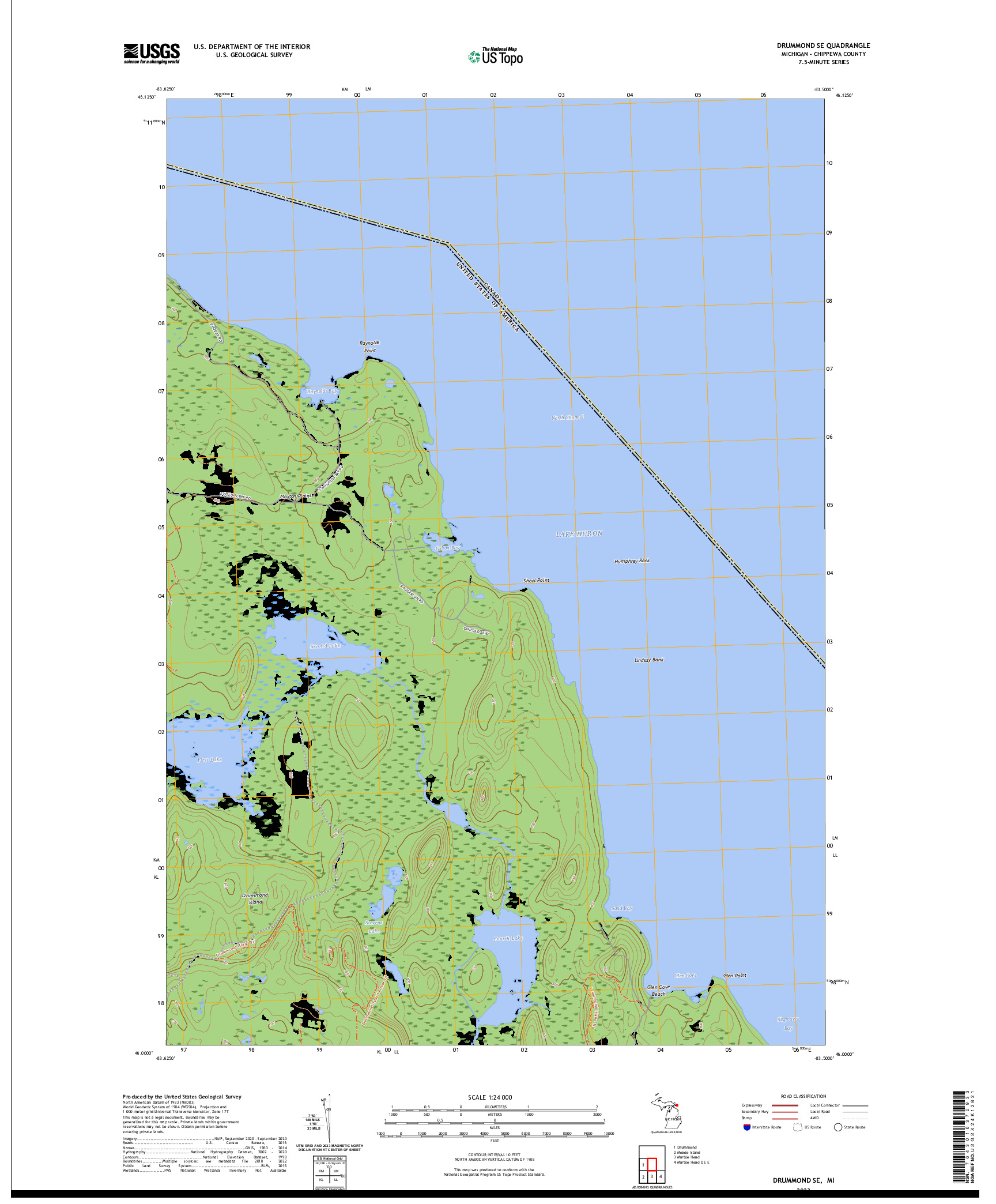 US TOPO 7.5-MINUTE MAP FOR DRUMMOND SE, MI