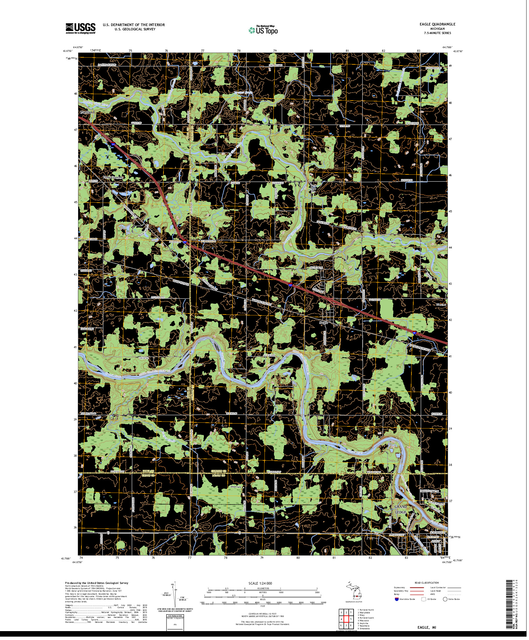 US TOPO 7.5-MINUTE MAP FOR EAGLE, MI