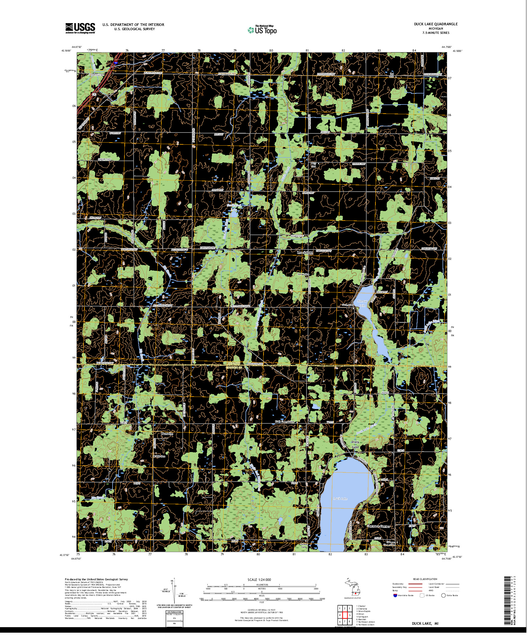 US TOPO 7.5-MINUTE MAP FOR DUCK LAKE, MI