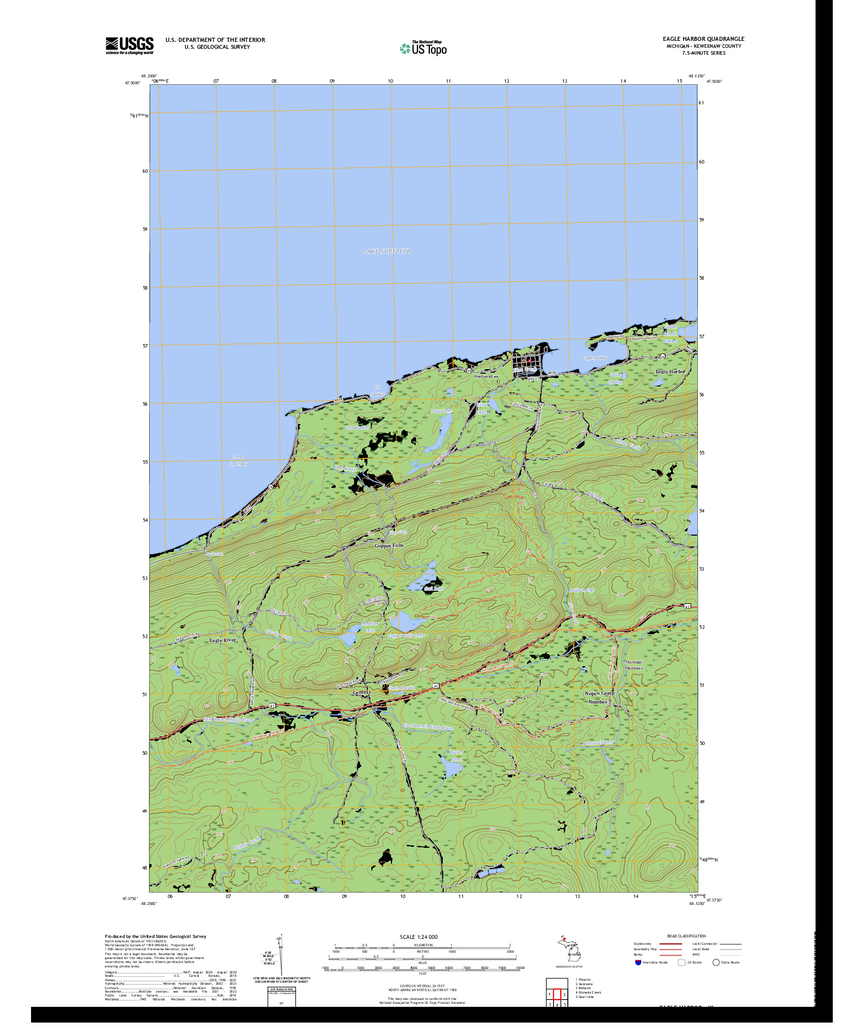 US TOPO 7.5-MINUTE MAP FOR EAGLE HARBOR, MI