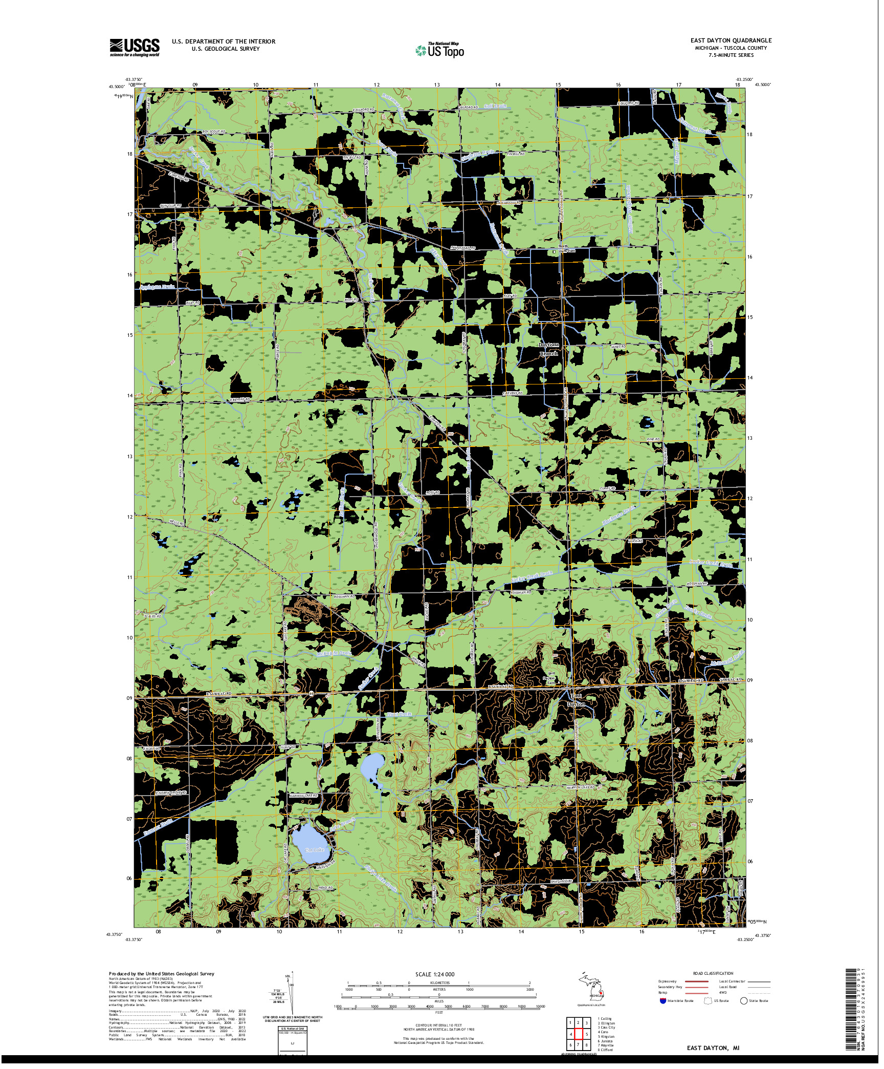 US TOPO 7.5-MINUTE MAP FOR EAST DAYTON, MI