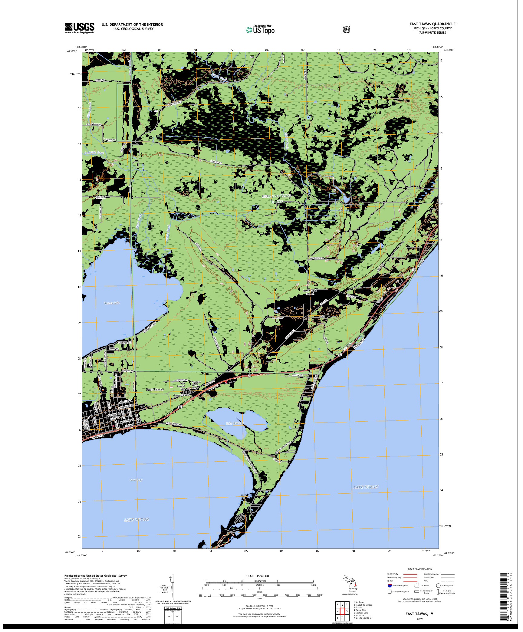 US TOPO 7.5-MINUTE MAP FOR EAST TAWAS, MI