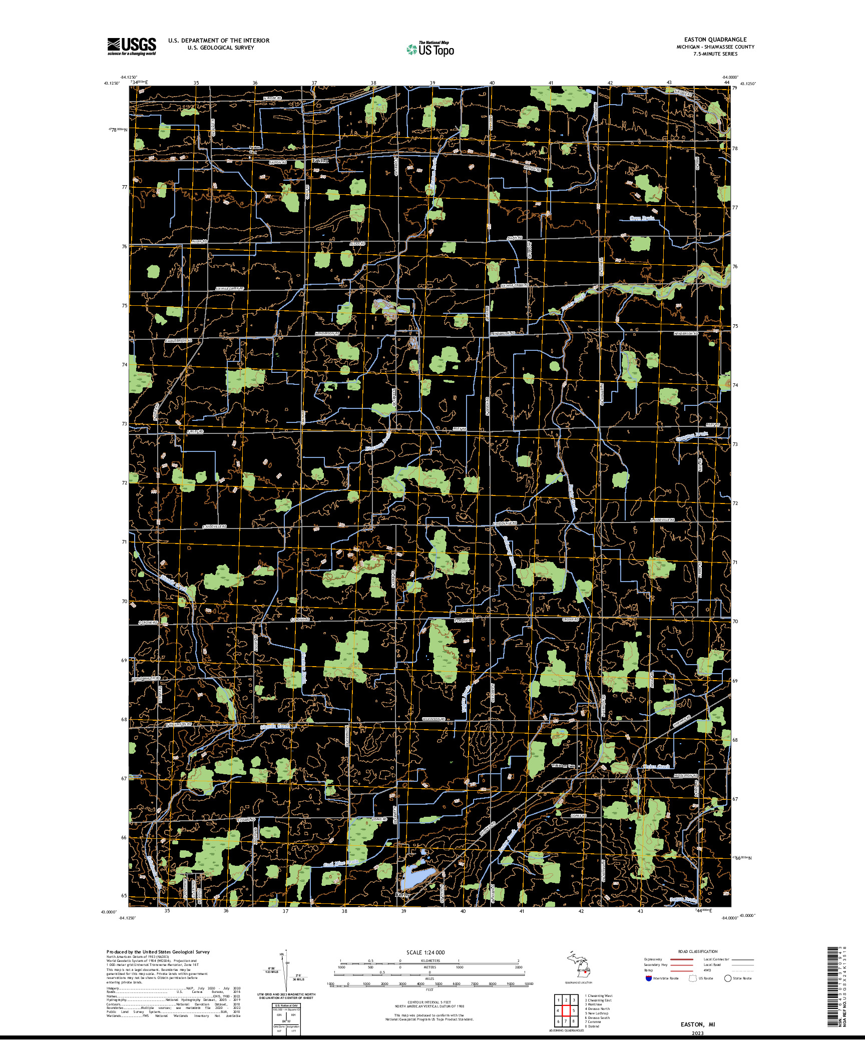 US TOPO 7.5-MINUTE MAP FOR EASTON, MI