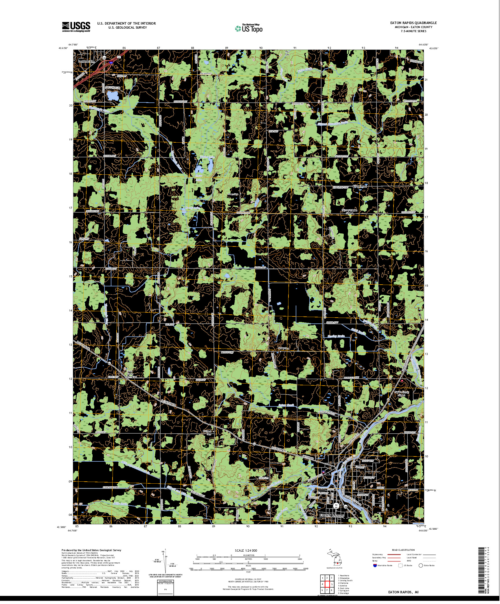 US TOPO 7.5-MINUTE MAP FOR EATON RAPIDS, MI